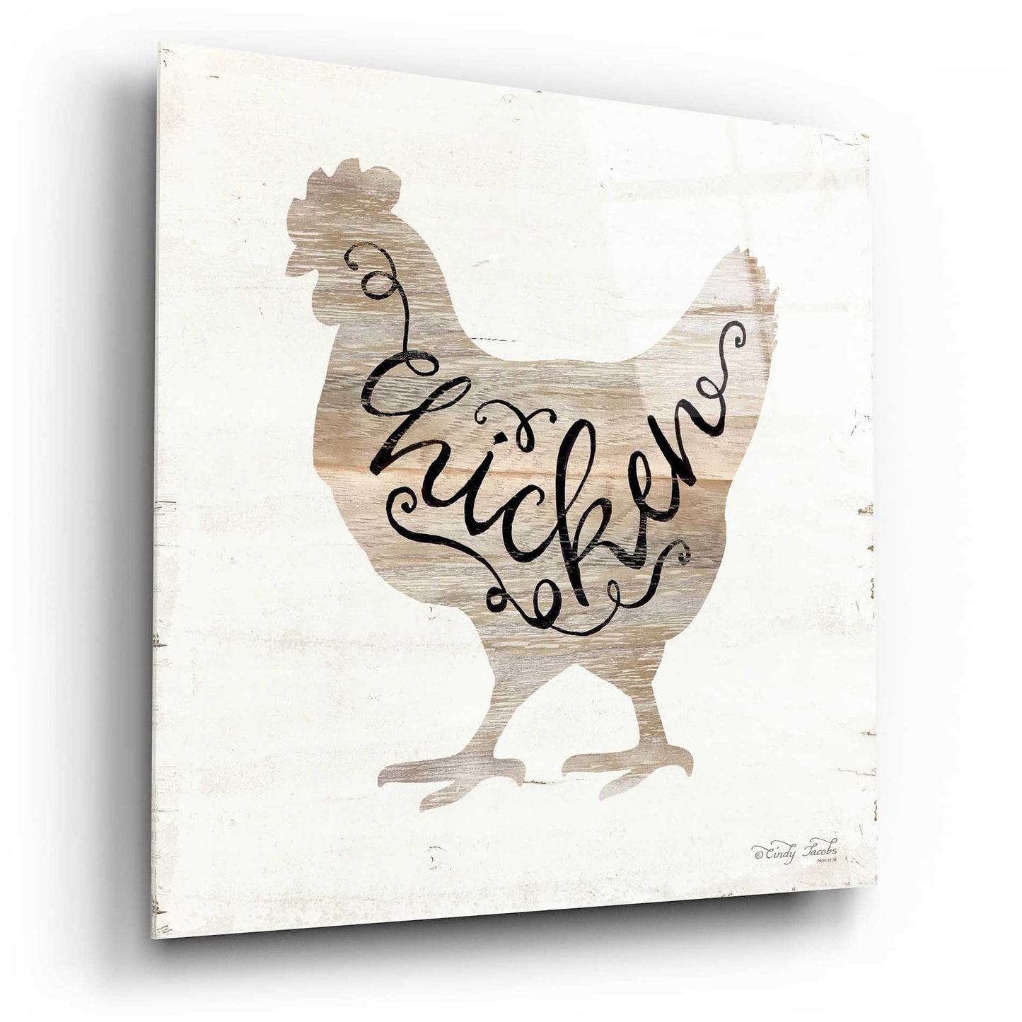 Epic Art 'Chicken in Beige' by Cindy Jacobs, Acrylic Glass Wall Art,12x12