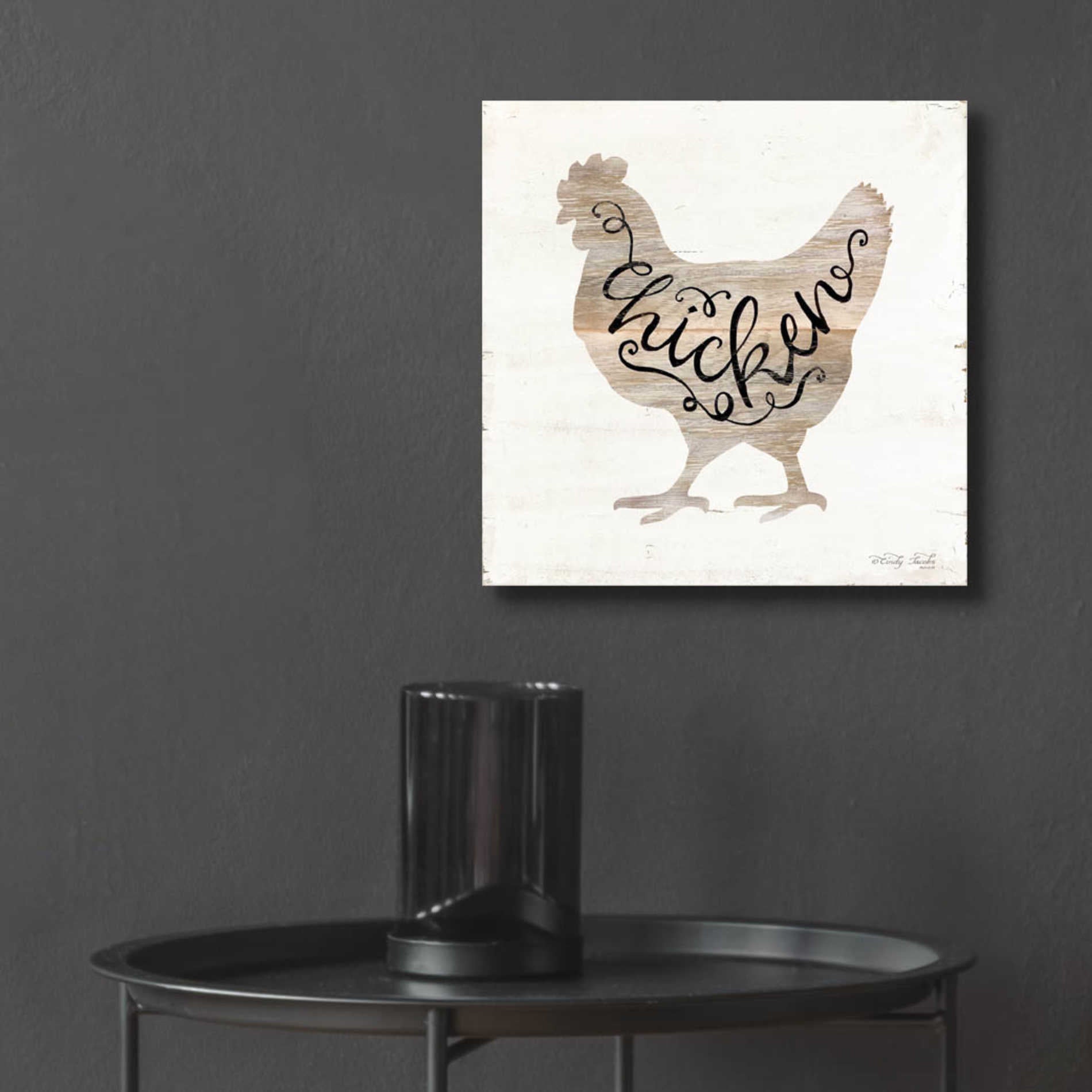 Epic Art 'Chicken in Beige' by Cindy Jacobs, Acrylic Glass Wall Art,12x12