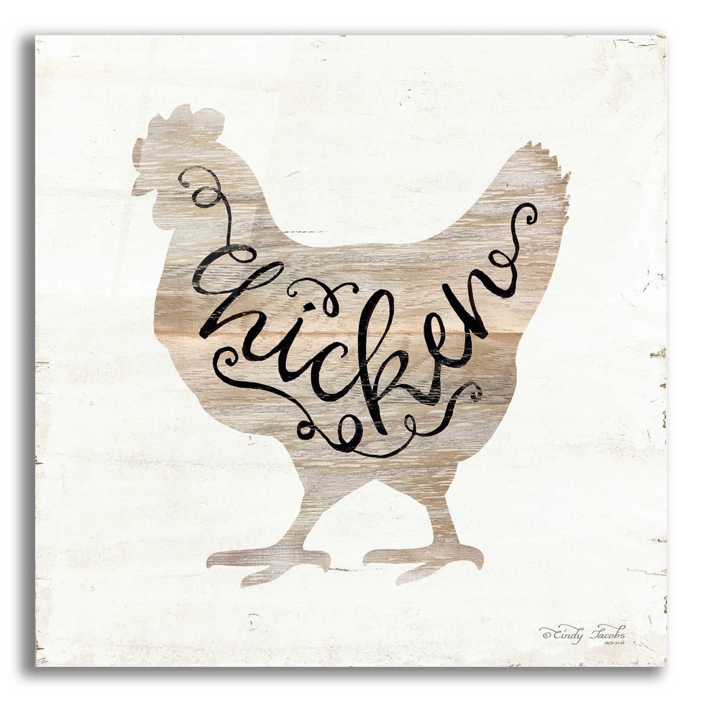 Epic Art 'Chicken in Beige' by Cindy Jacobs, Acrylic Glass Wall Art,12x12