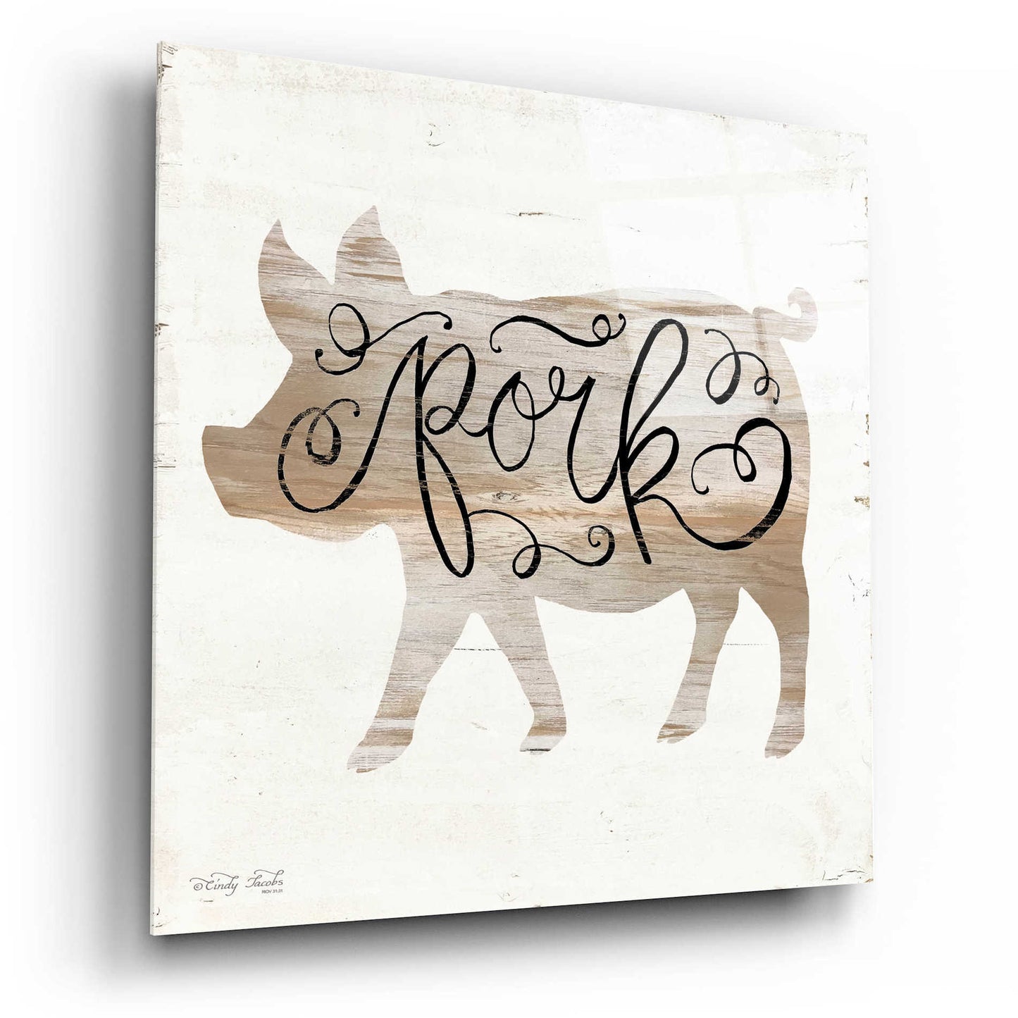 Epic Art 'Pork in Beige' by Cindy Jacobs, Acrylic Glass Wall Art,12x12