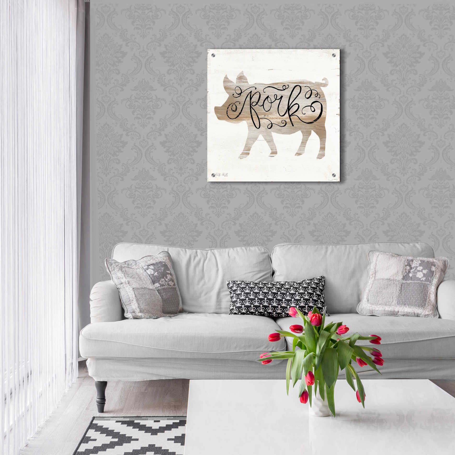 Epic Art 'Pork in Beige' by Cindy Jacobs, Acrylic Glass Wall Art,24x24