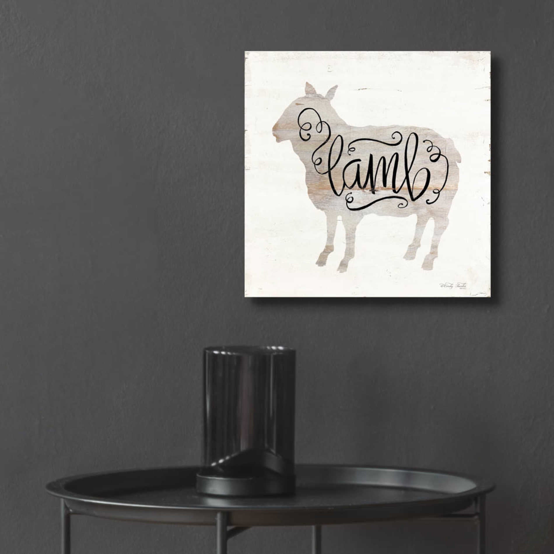 Epic Art 'Lamb in Beige' by Cindy Jacobs, Acrylic Glass Wall Art,12x12