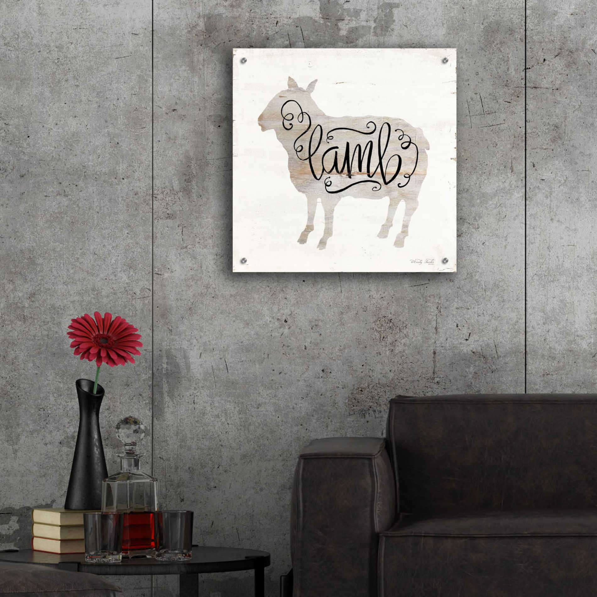 Epic Art 'Lamb in Beige' by Cindy Jacobs, Acrylic Glass Wall Art,24x24