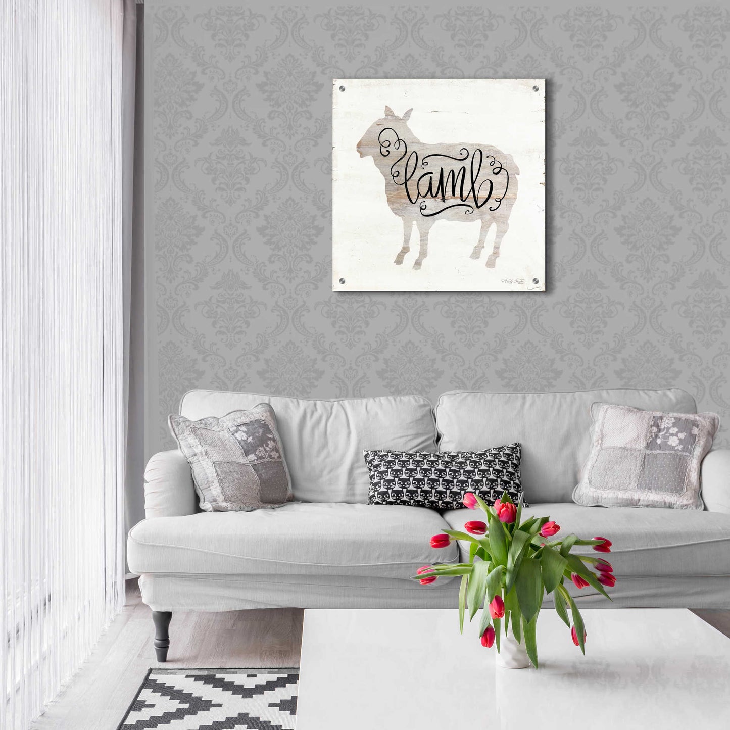 Epic Art 'Lamb in Beige' by Cindy Jacobs, Acrylic Glass Wall Art,24x24