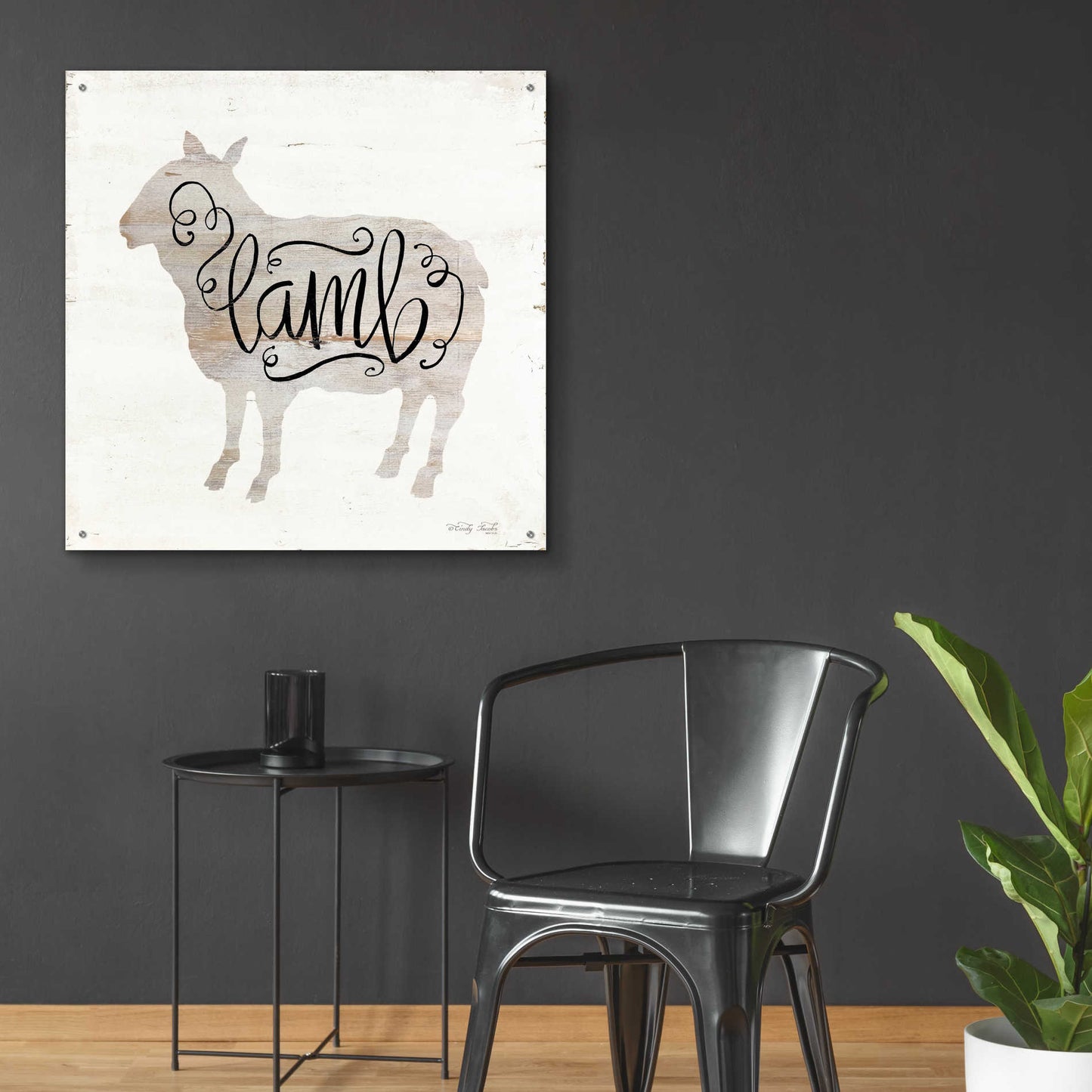 Epic Art 'Lamb in Beige' by Cindy Jacobs, Acrylic Glass Wall Art,36x36