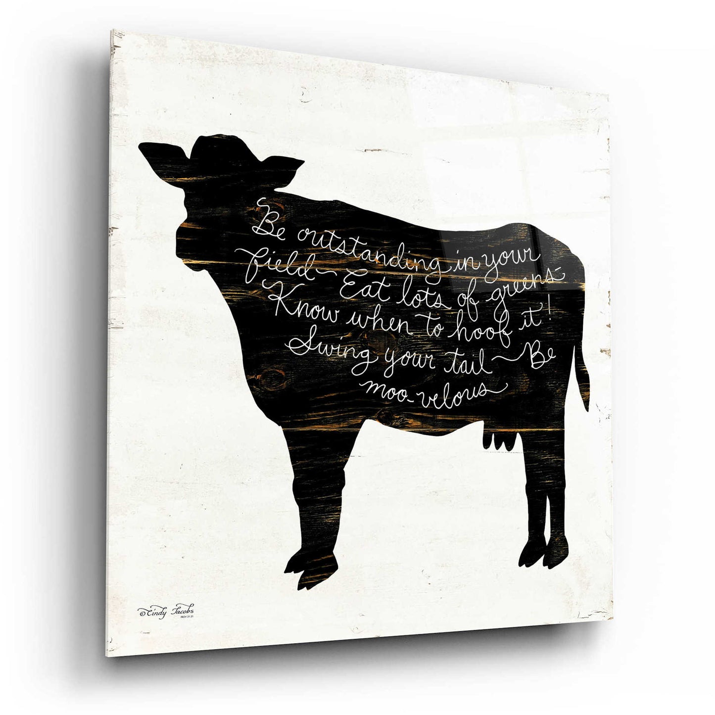 Epic Art 'Cow - Be Outstanding' by Cindy Jacobs, Acrylic Glass Wall Art,12x12