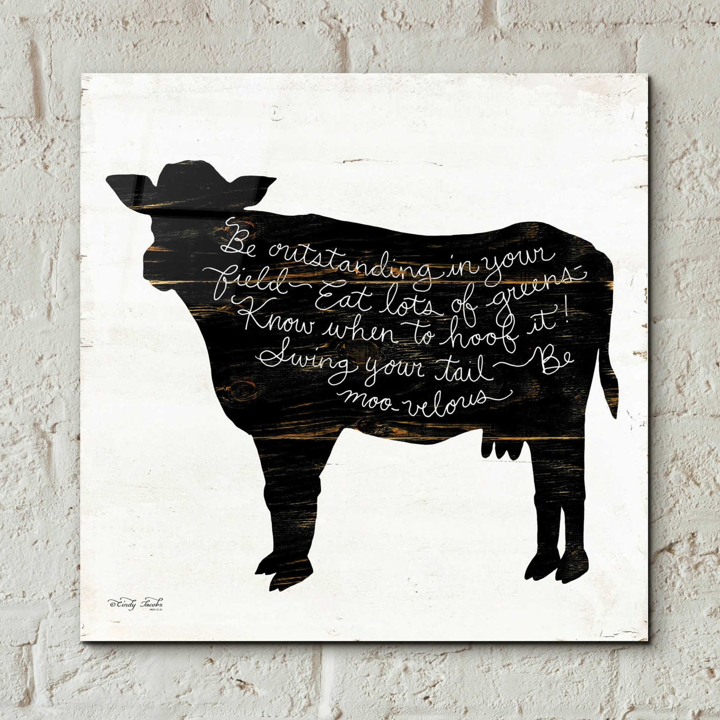 Epic Art 'Cow - Be Outstanding' by Cindy Jacobs, Acrylic Glass Wall Art,12x12