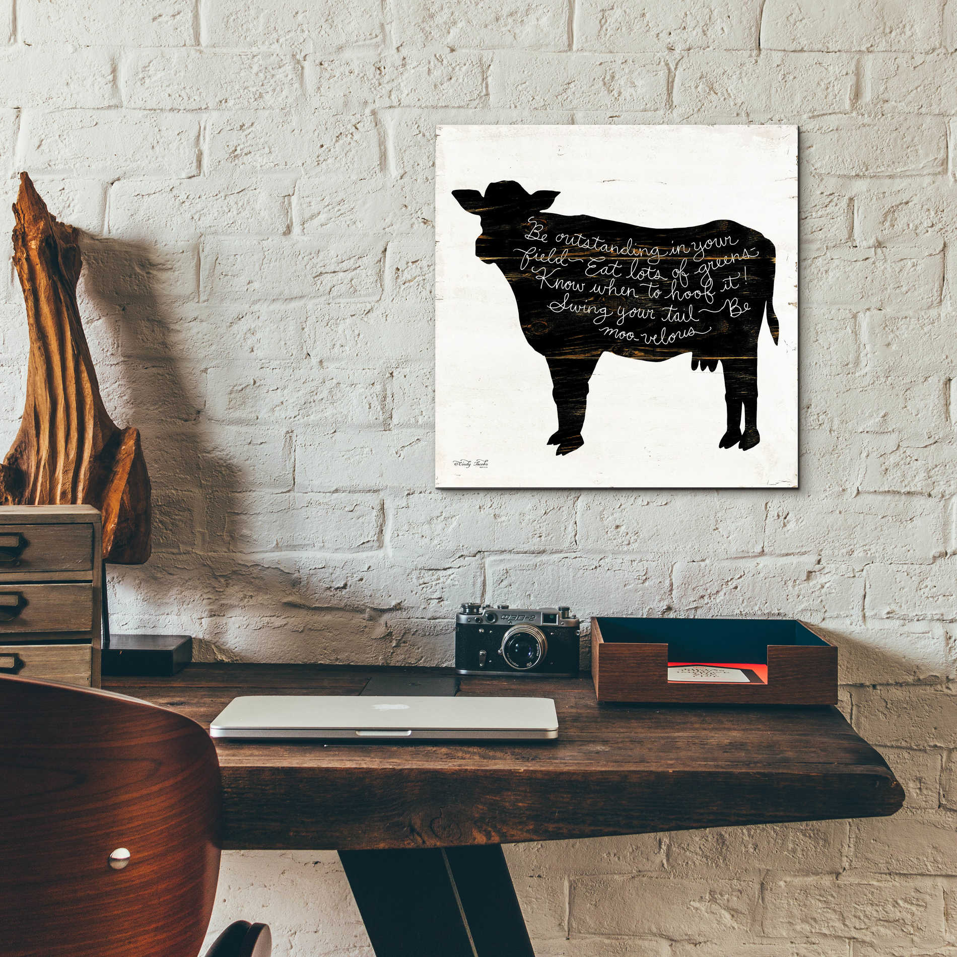 Epic Art 'Cow - Be Outstanding' by Cindy Jacobs, Acrylic Glass Wall Art,12x12