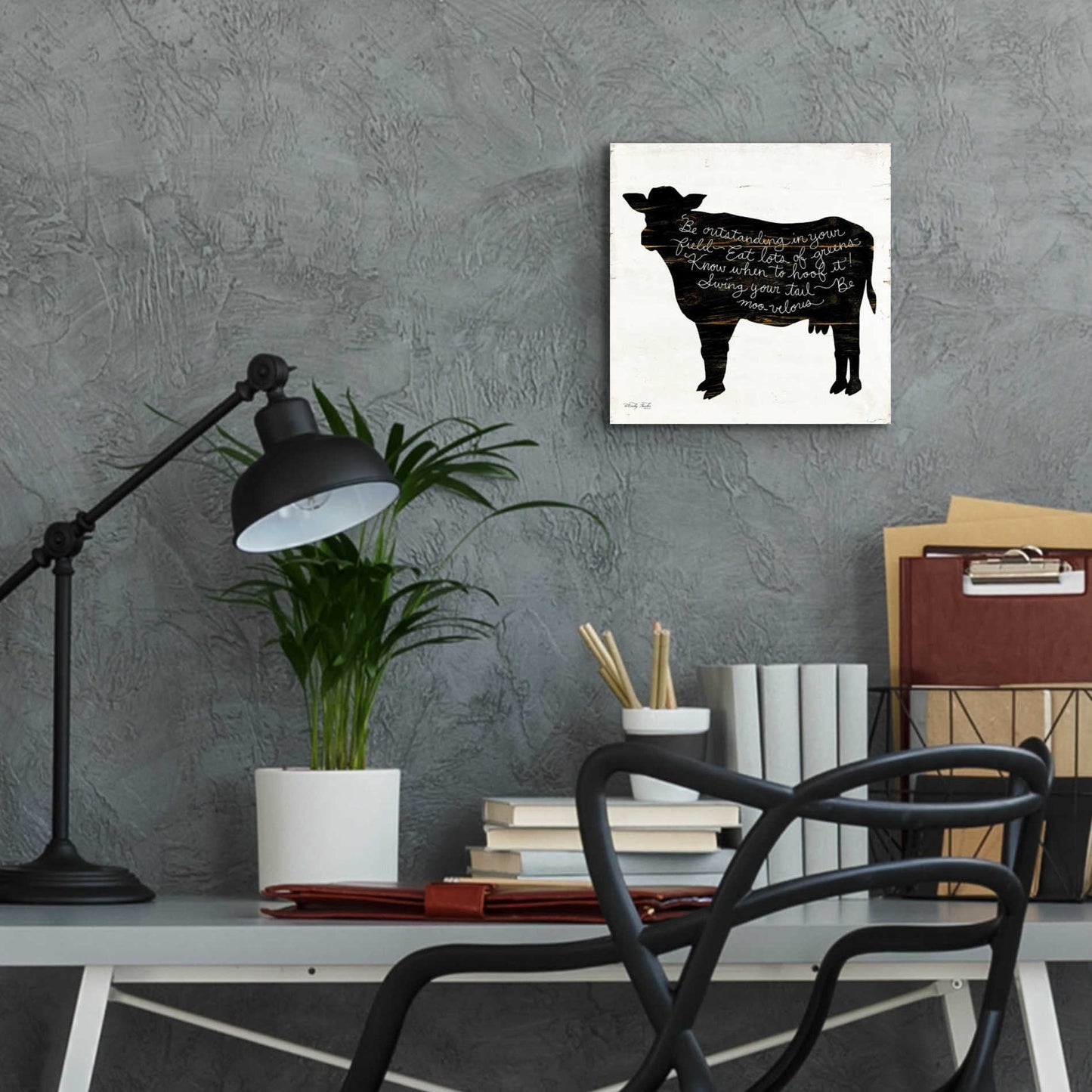 Epic Art 'Cow - Be Outstanding' by Cindy Jacobs, Acrylic Glass Wall Art,12x12