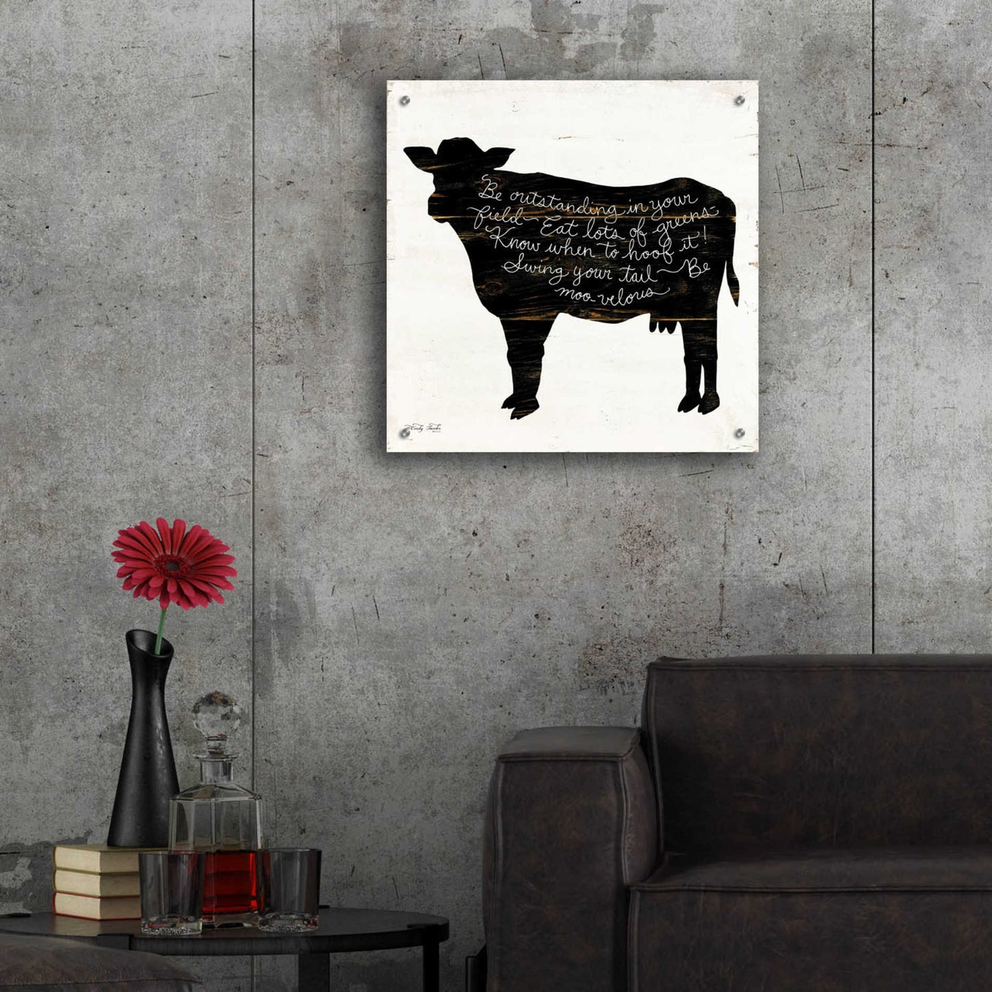 Epic Art 'Cow - Be Outstanding' by Cindy Jacobs, Acrylic Glass Wall Art,24x24