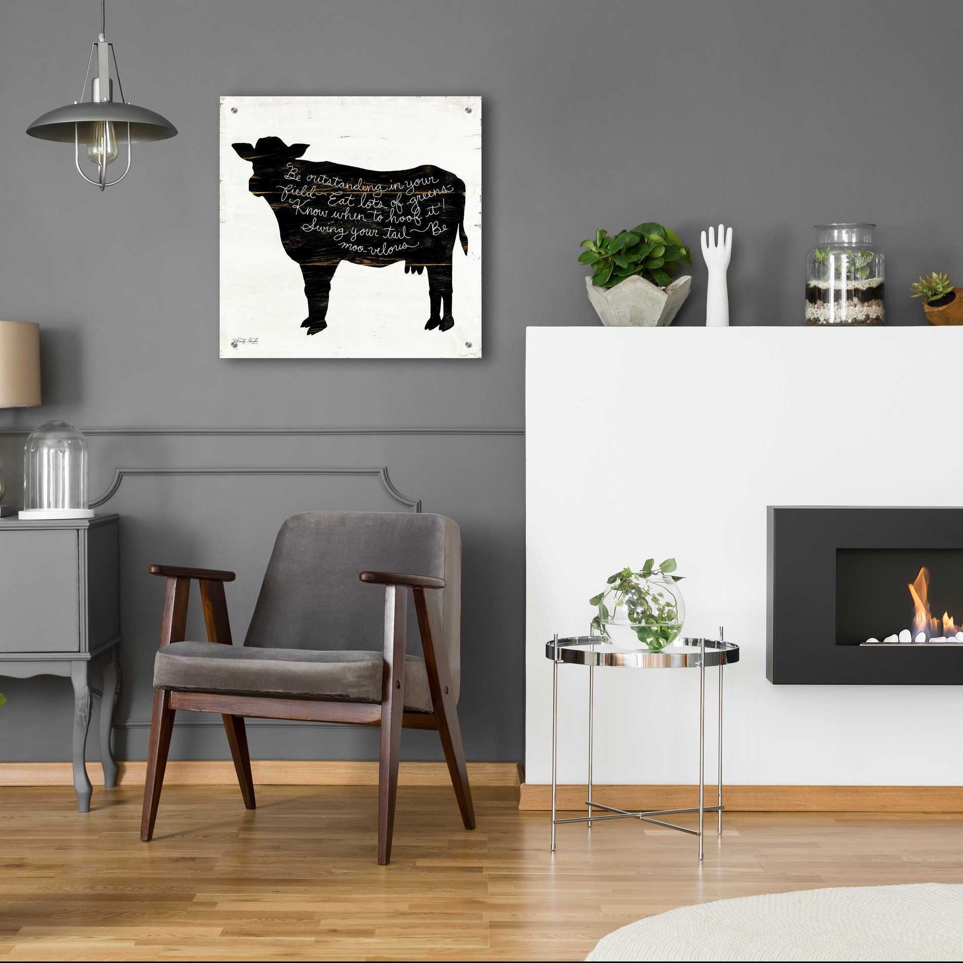 Epic Art 'Cow - Be Outstanding' by Cindy Jacobs, Acrylic Glass Wall Art,24x24