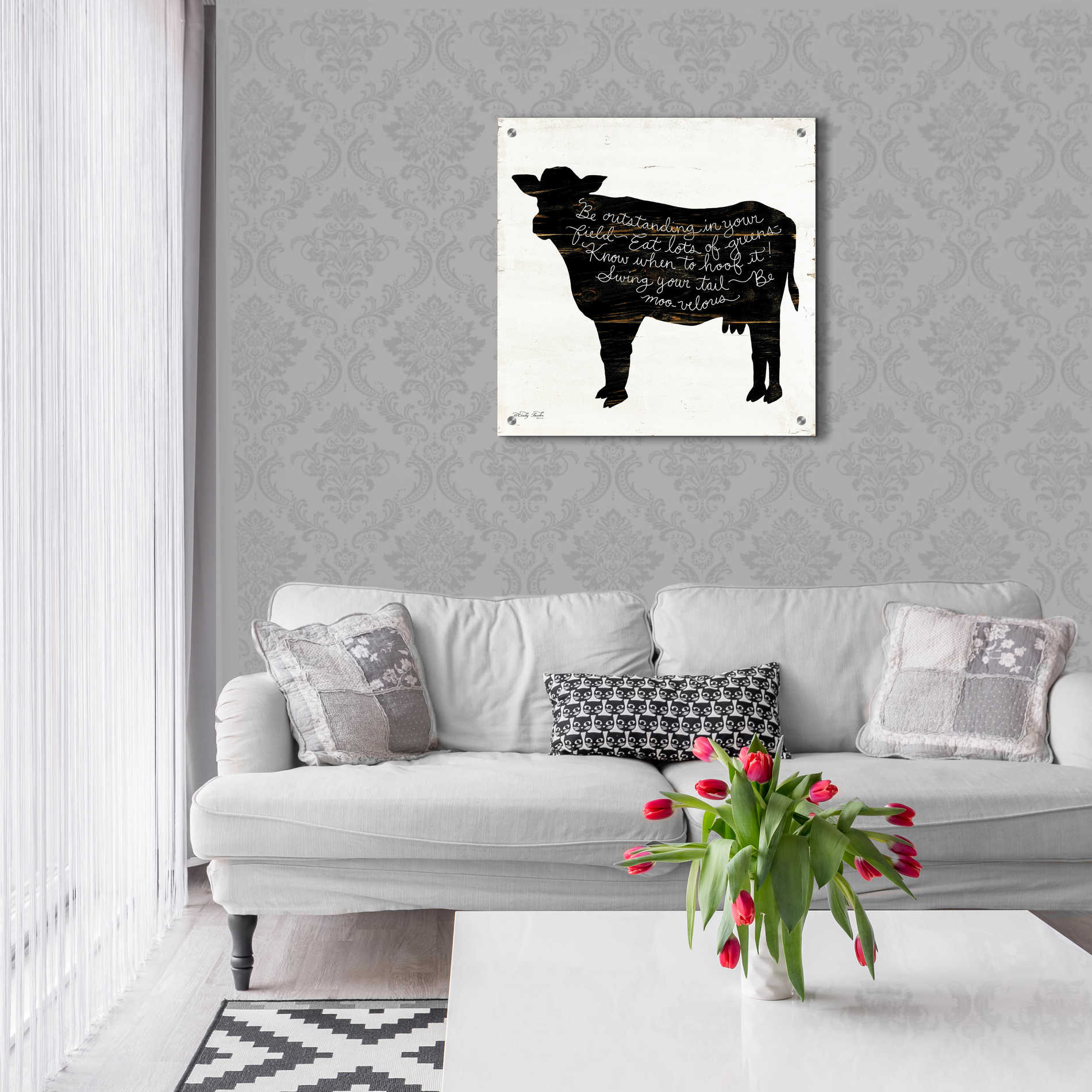 Epic Art 'Cow - Be Outstanding' by Cindy Jacobs, Acrylic Glass Wall Art,24x24