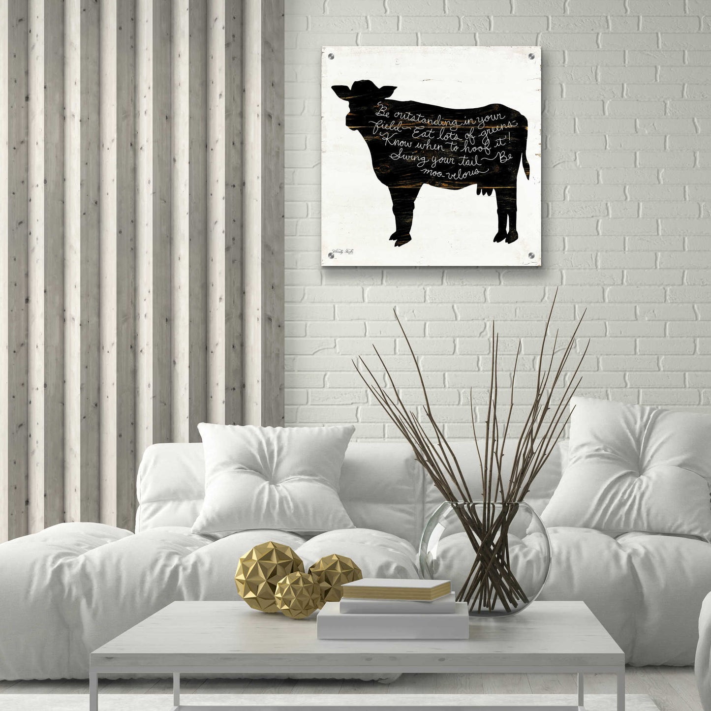 Epic Art 'Cow - Be Outstanding' by Cindy Jacobs, Acrylic Glass Wall Art,24x24