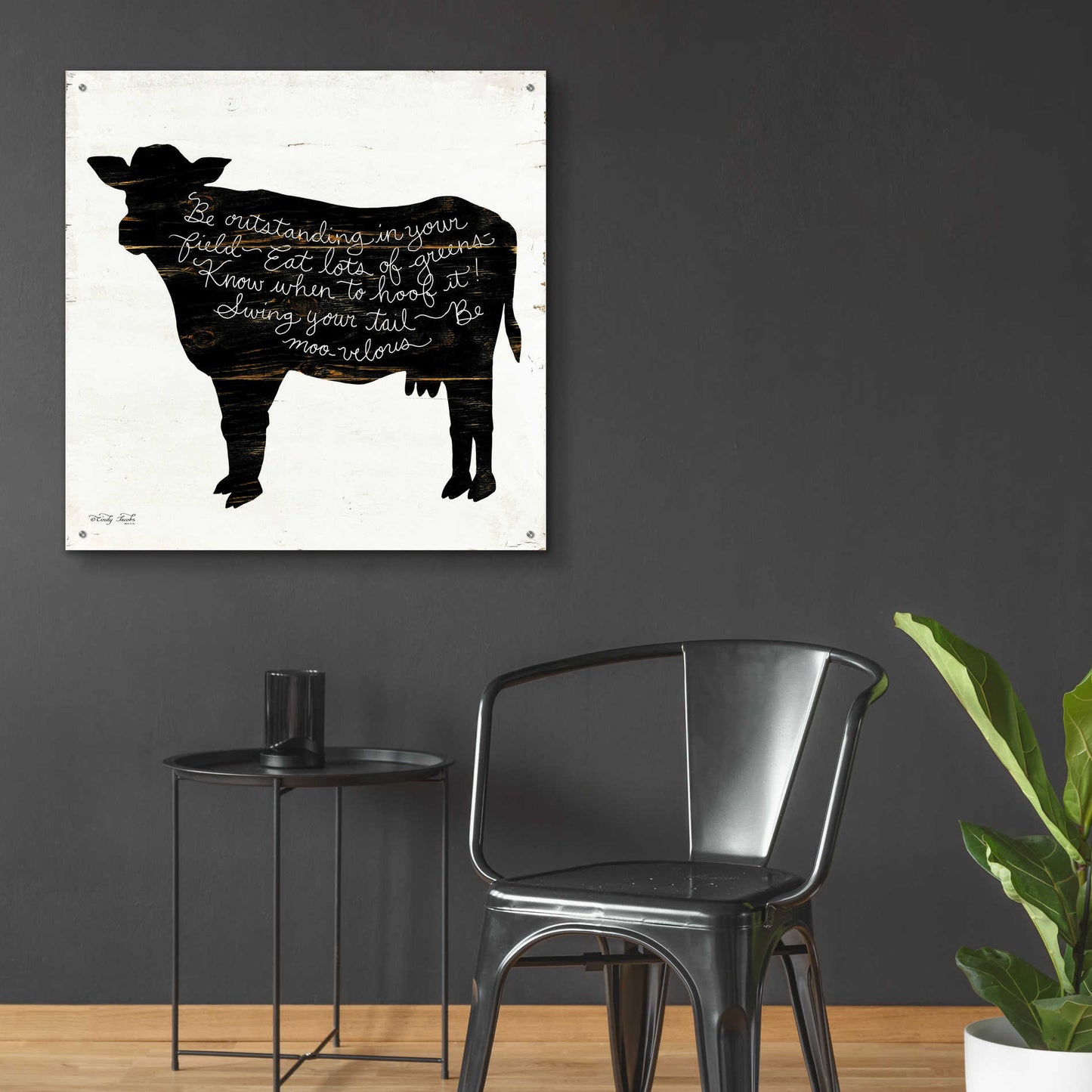 Epic Art 'Cow - Be Outstanding' by Cindy Jacobs, Acrylic Glass Wall Art,36x36