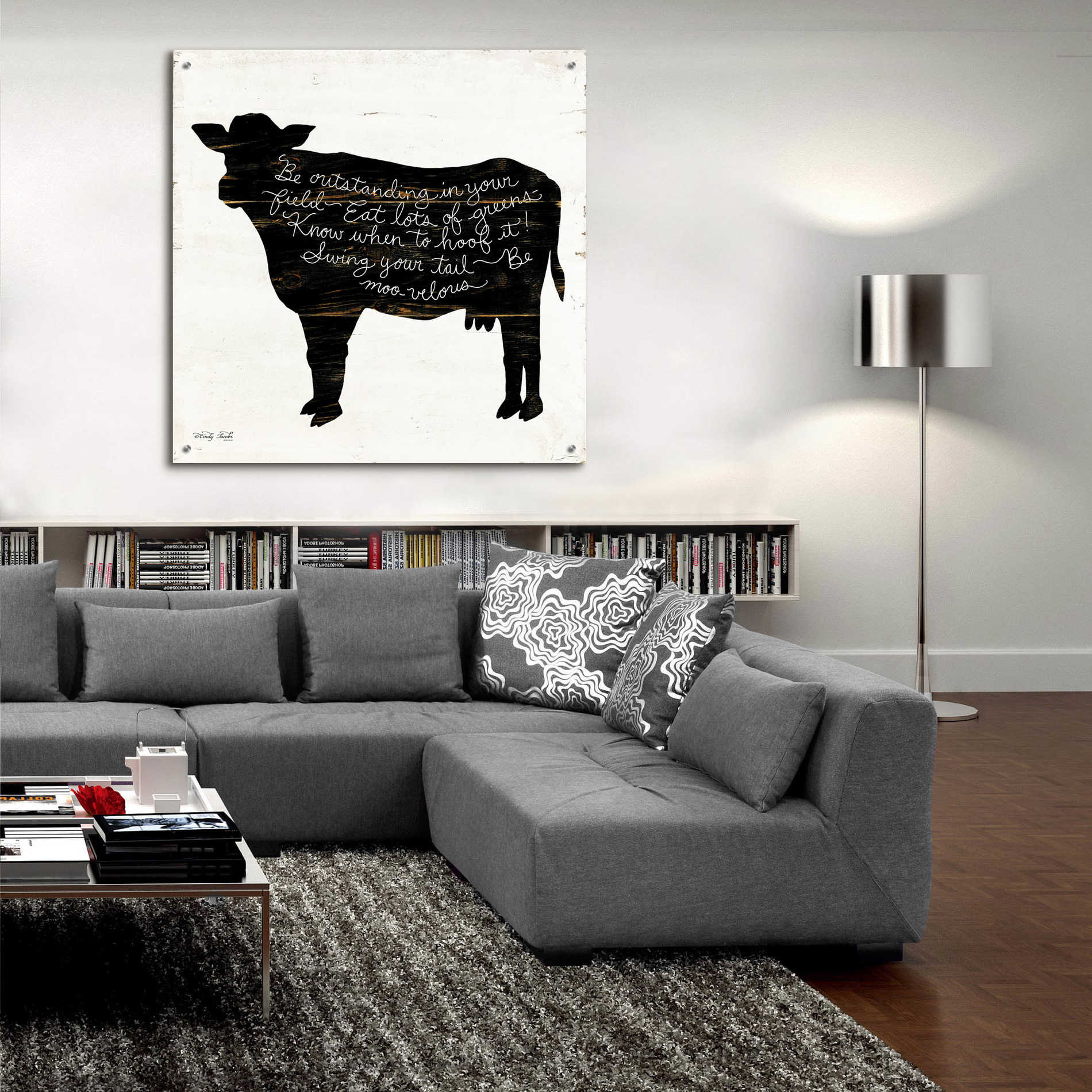 Epic Art 'Cow - Be Outstanding' by Cindy Jacobs, Acrylic Glass Wall Art,36x36