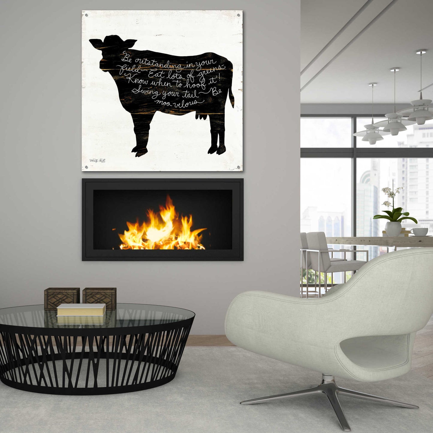 Epic Art 'Cow - Be Outstanding' by Cindy Jacobs, Acrylic Glass Wall Art,36x36