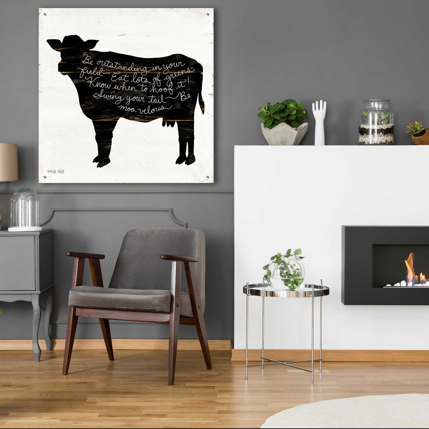 Epic Art 'Cow - Be Outstanding' by Cindy Jacobs, Acrylic Glass Wall Art,36x36