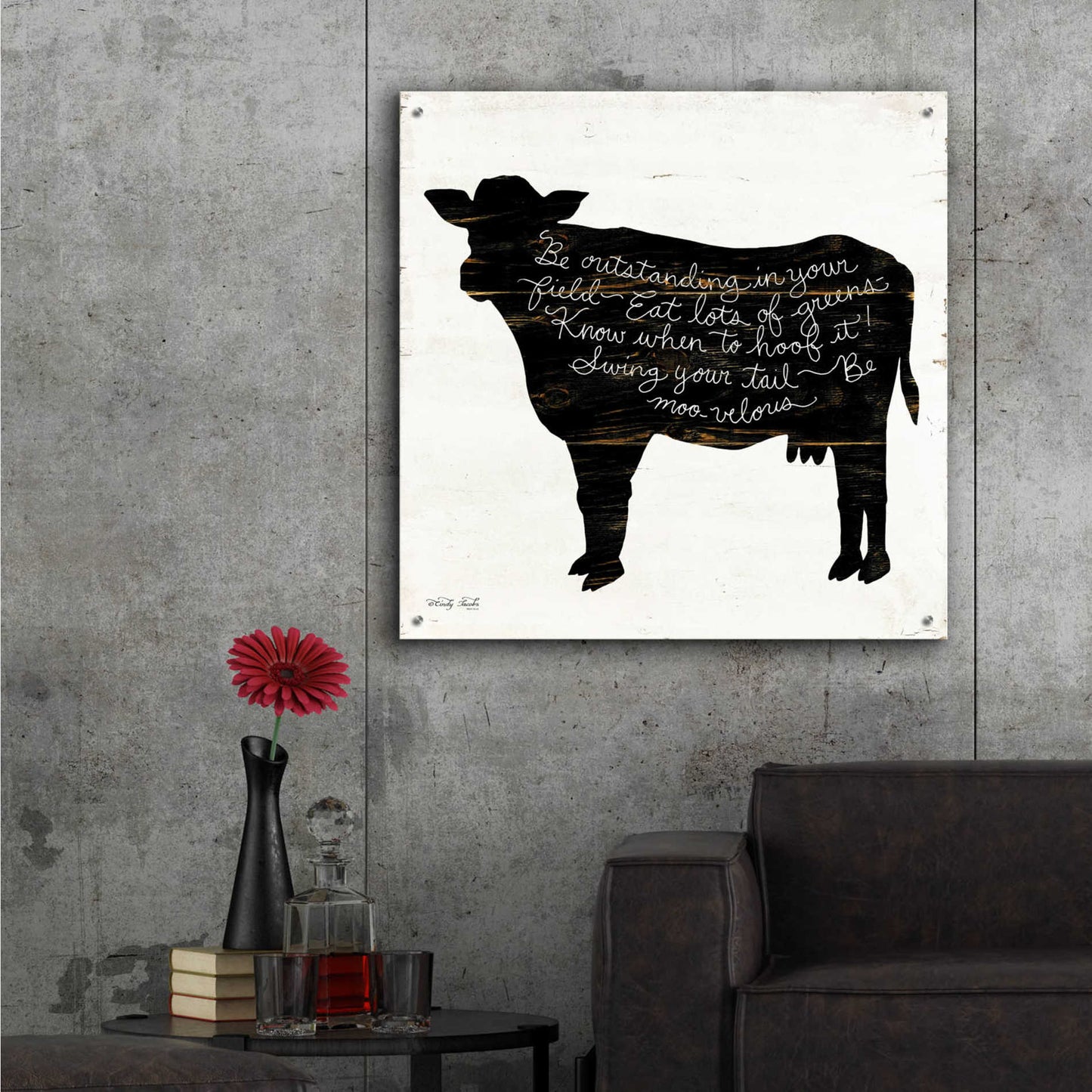 Epic Art 'Cow - Be Outstanding' by Cindy Jacobs, Acrylic Glass Wall Art,36x36