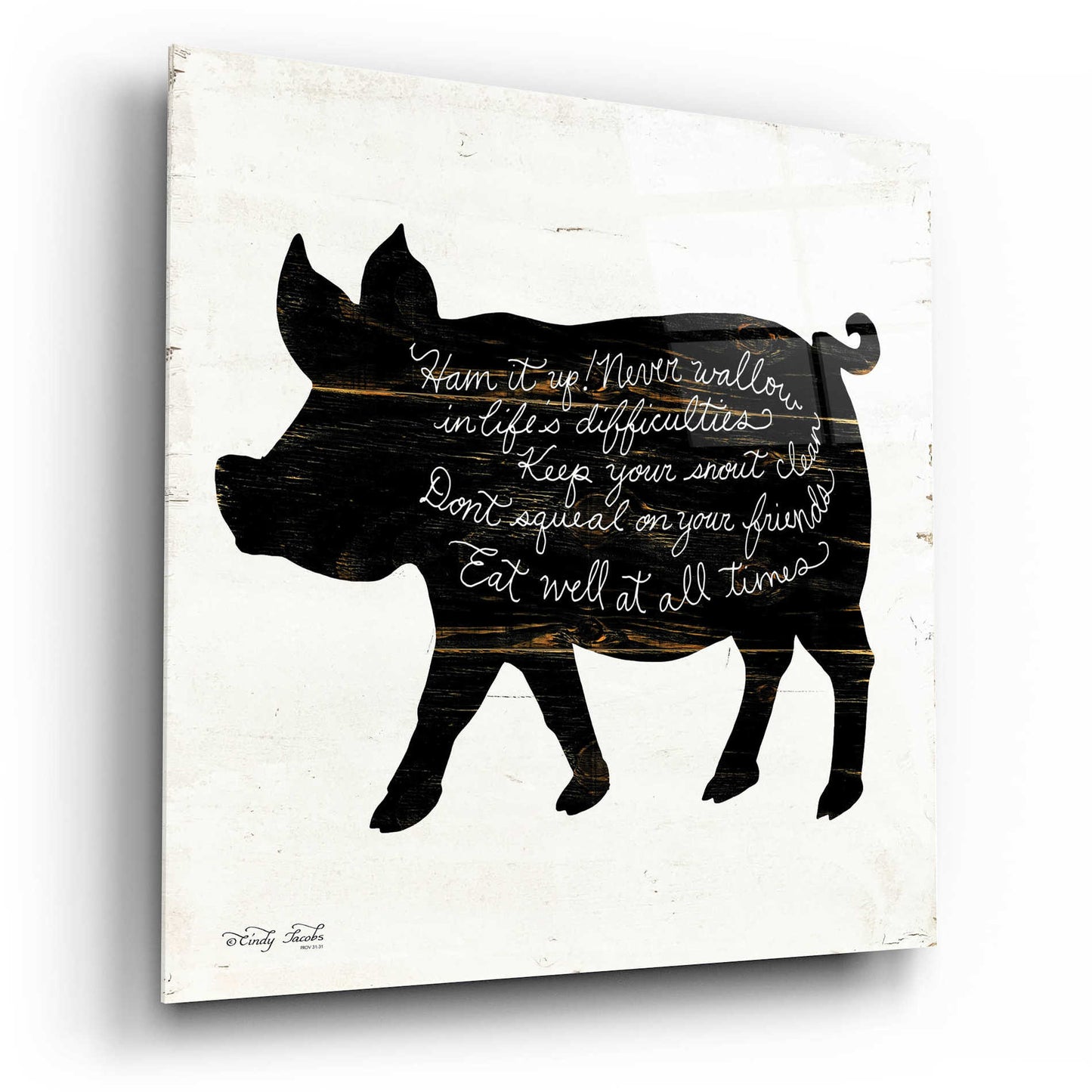 Epic Art 'Pig - Ham it Up' by Cindy Jacobs, Acrylic Glass Wall Art,12x12