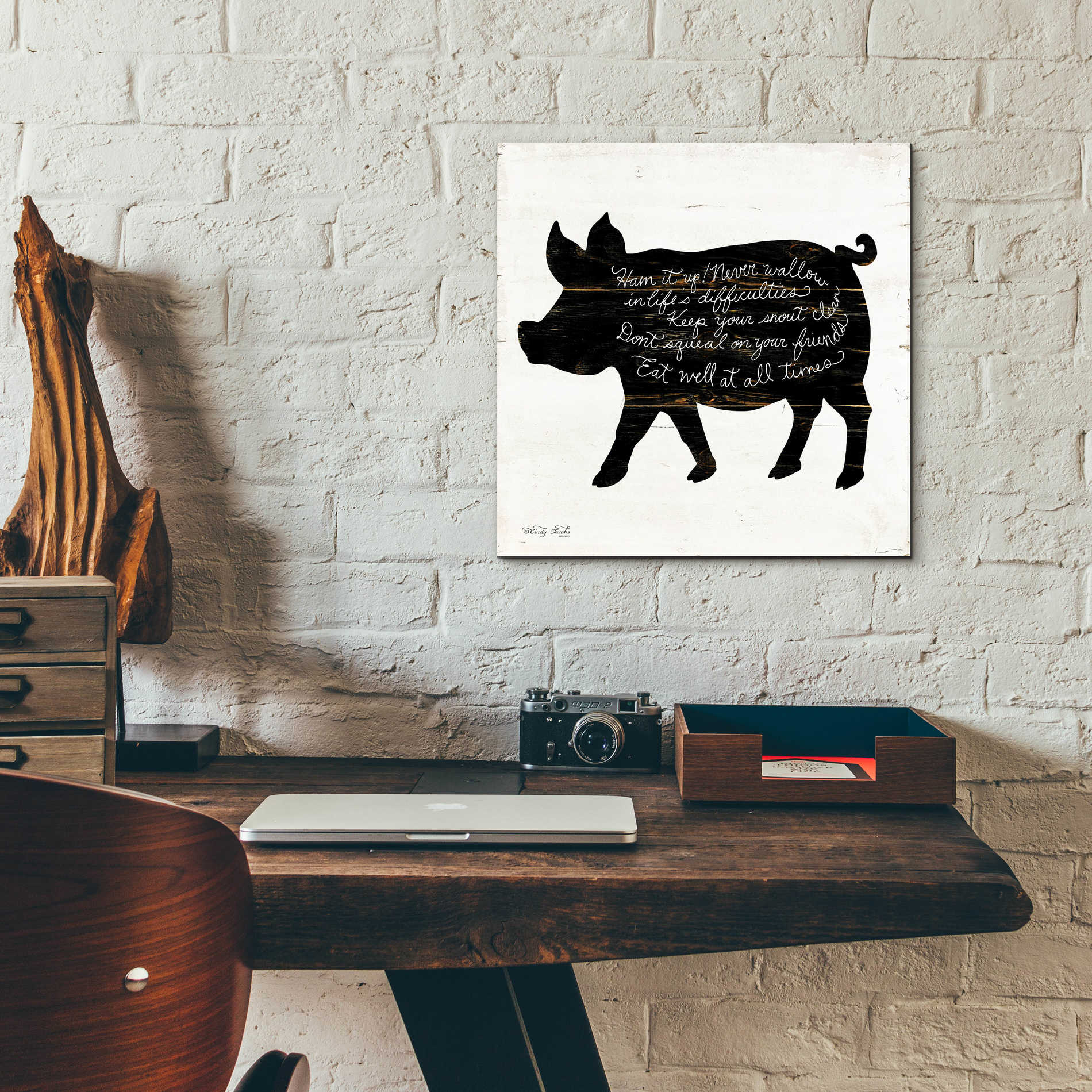 Epic Art 'Pig - Ham it Up' by Cindy Jacobs, Acrylic Glass Wall Art,12x12