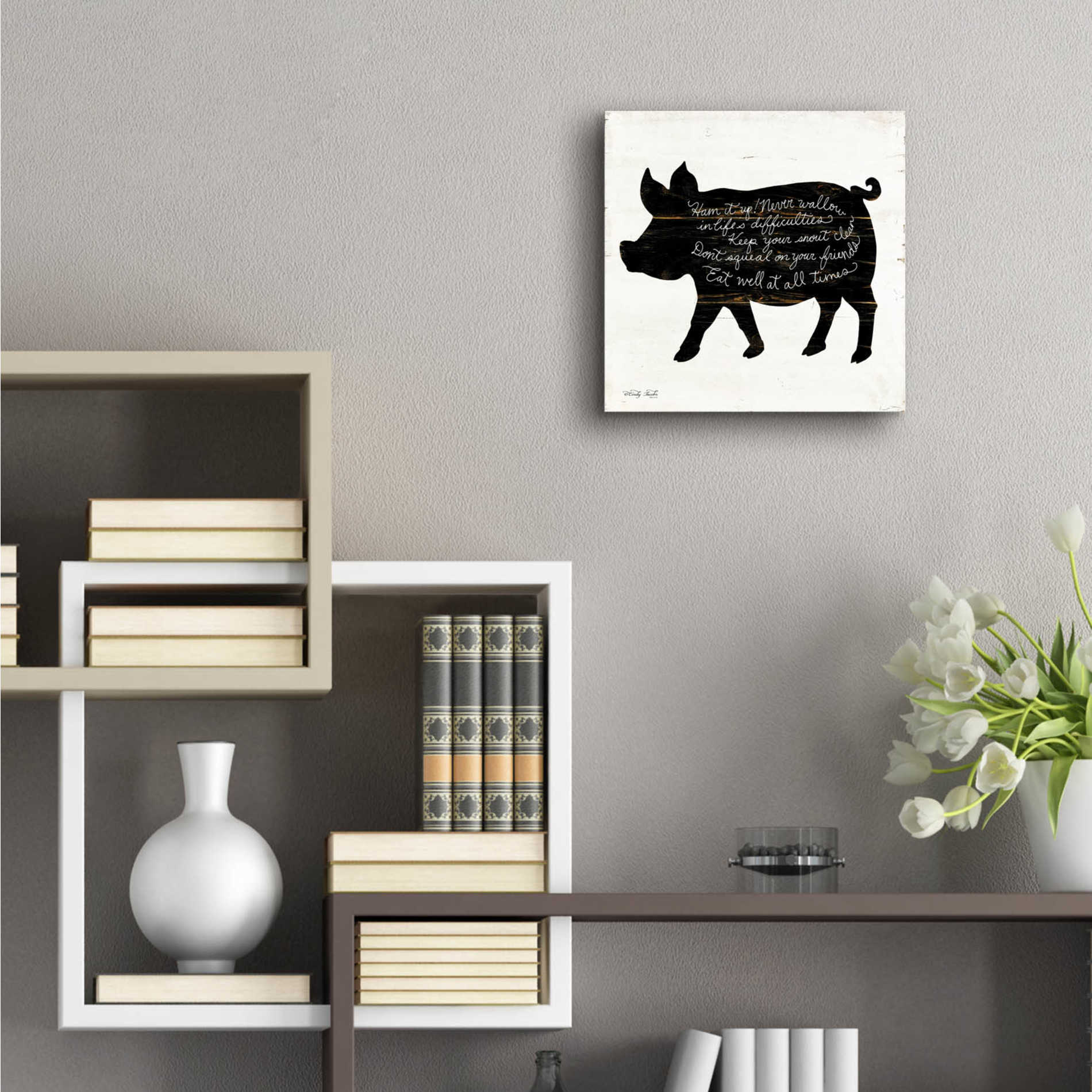 Epic Art 'Pig - Ham it Up' by Cindy Jacobs, Acrylic Glass Wall Art,12x12