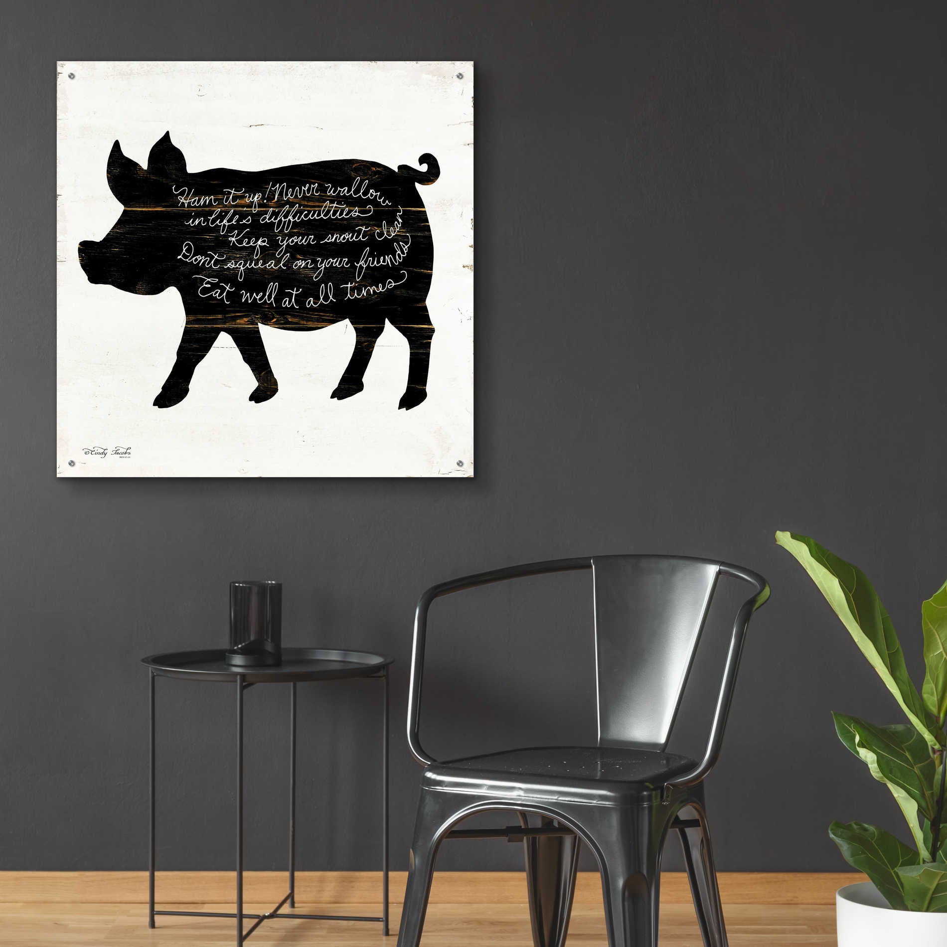 Epic Art 'Pig - Ham it Up' by Cindy Jacobs, Acrylic Glass Wall Art,36x36