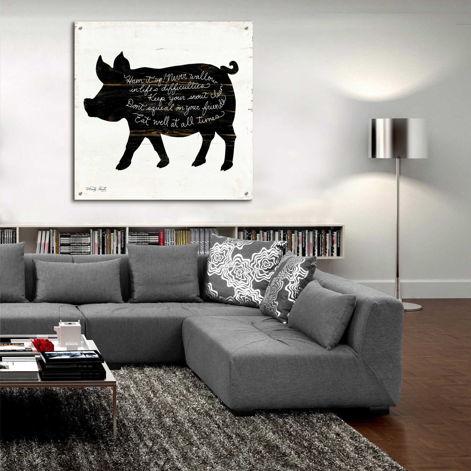 Epic Art 'Pig - Ham it Up' by Cindy Jacobs, Acrylic Glass Wall Art,36x36