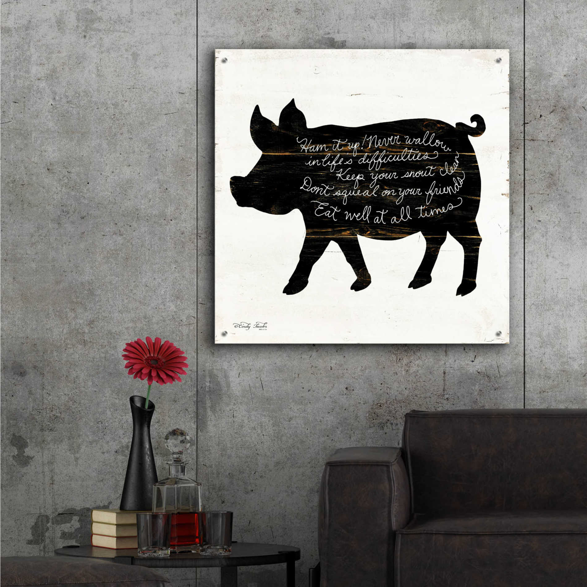 Epic Art 'Pig - Ham it Up' by Cindy Jacobs, Acrylic Glass Wall Art,36x36