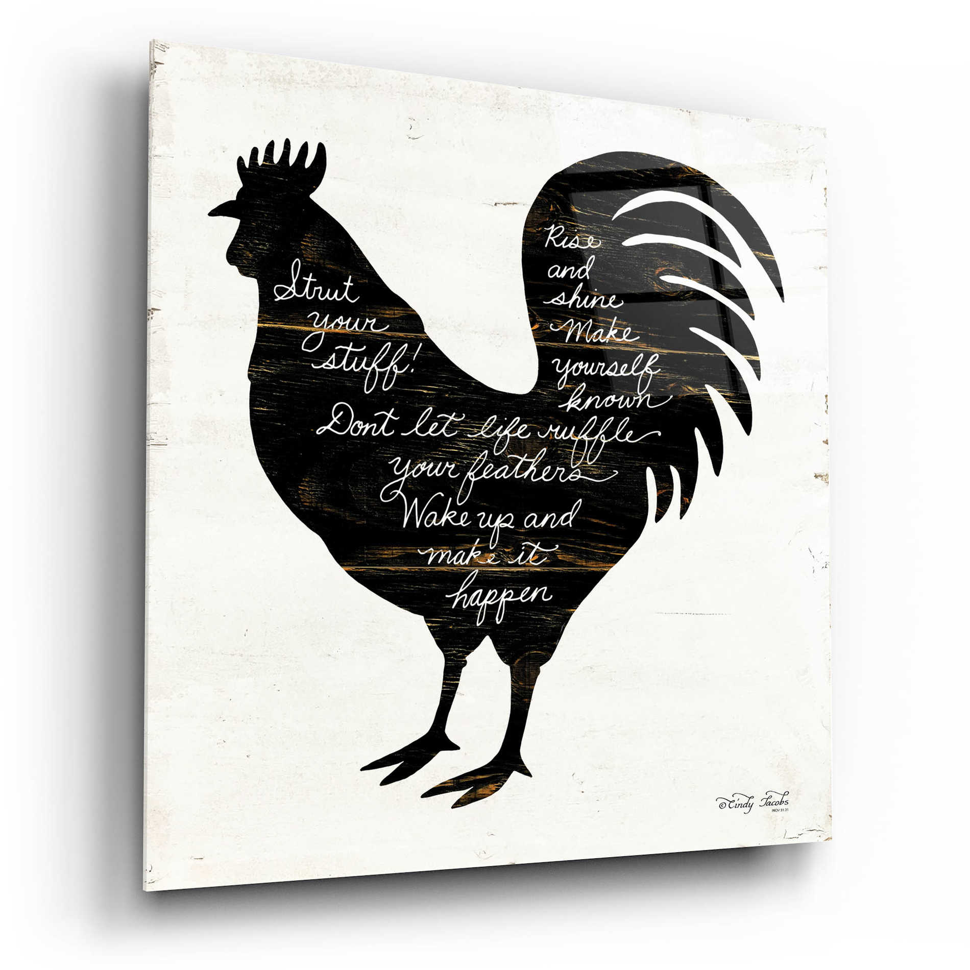 Epic Art 'Rooster - Strut Your Stuff' by Cindy Jacobs, Acrylic Glass Wall Art,12x12