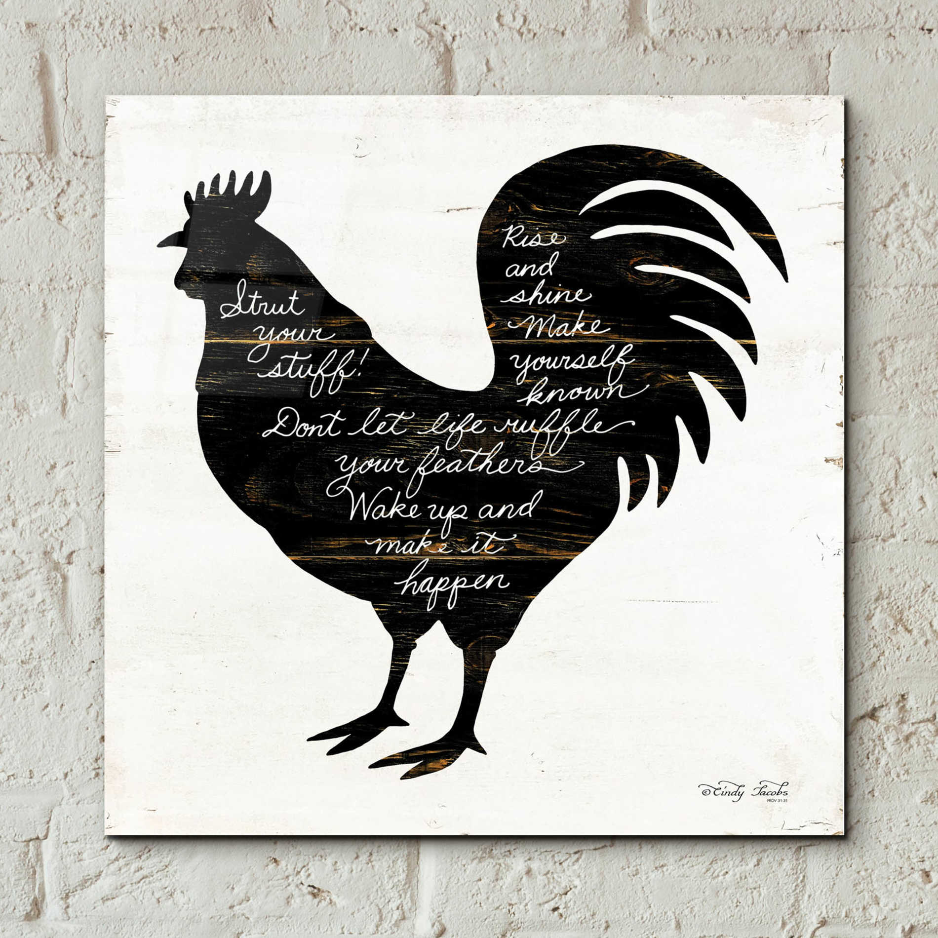 Epic Art 'Rooster - Strut Your Stuff' by Cindy Jacobs, Acrylic Glass Wall Art,12x12