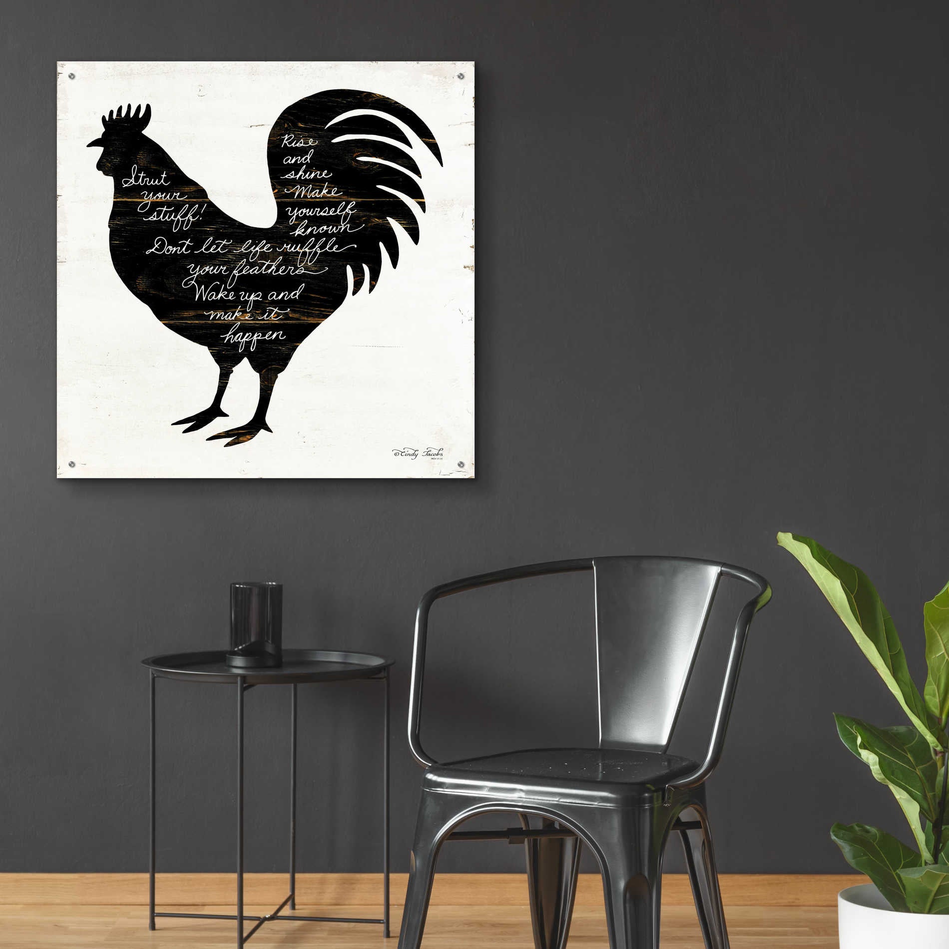 Epic Art 'Rooster - Strut Your Stuff' by Cindy Jacobs, Acrylic Glass Wall Art,36x36