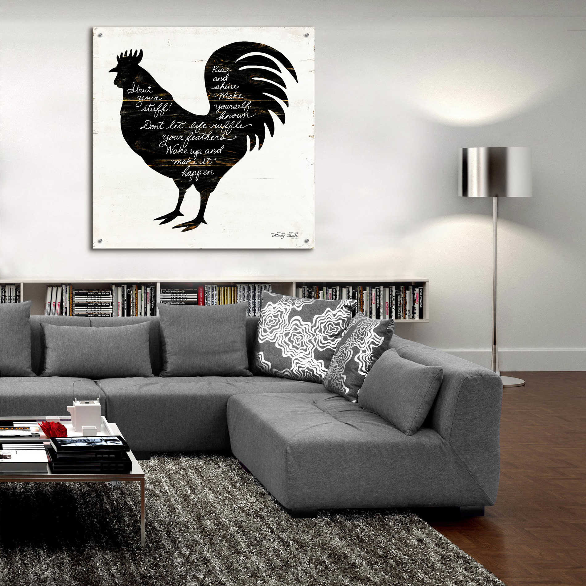 Epic Art 'Rooster - Strut Your Stuff' by Cindy Jacobs, Acrylic Glass Wall Art,36x36