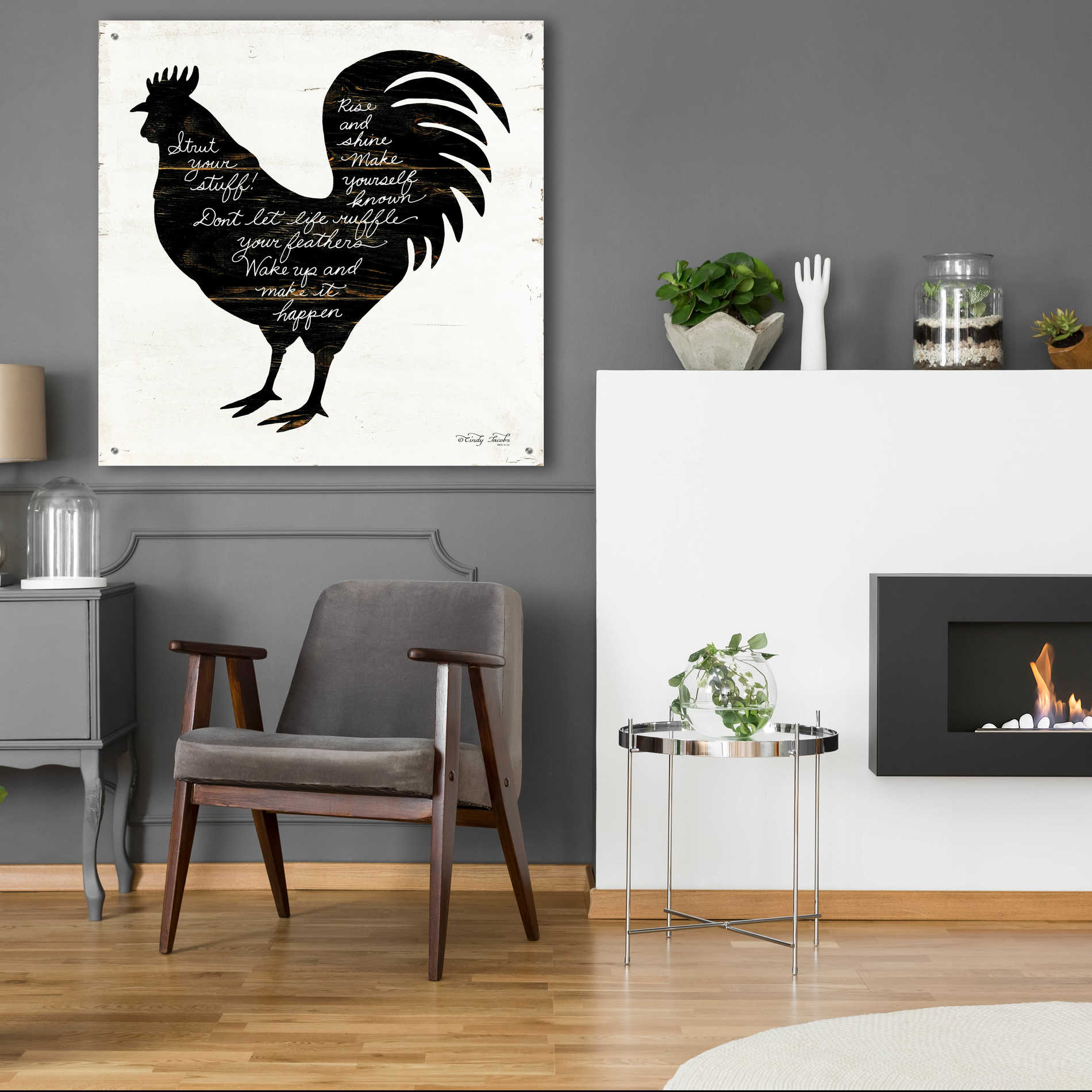 Epic Art 'Rooster - Strut Your Stuff' by Cindy Jacobs, Acrylic Glass Wall Art,36x36