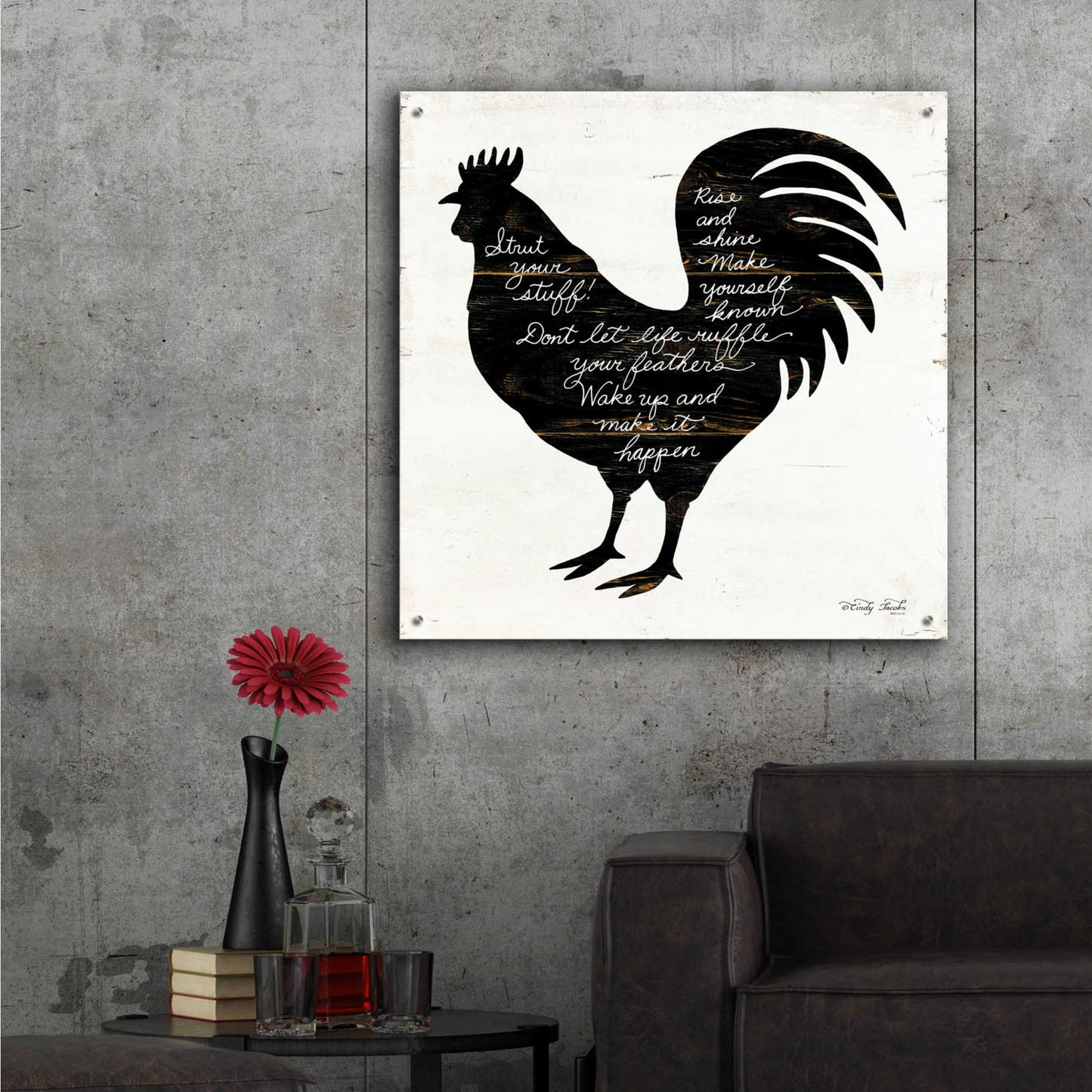 Epic Art 'Rooster - Strut Your Stuff' by Cindy Jacobs, Acrylic Glass Wall Art,36x36