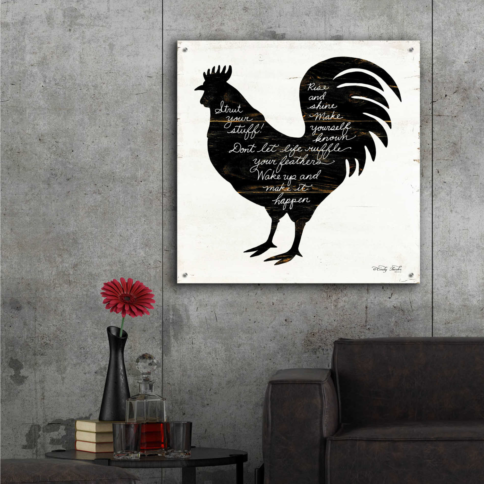 Epic Art 'Rooster - Strut Your Stuff' by Cindy Jacobs, Acrylic Glass Wall Art,36x36