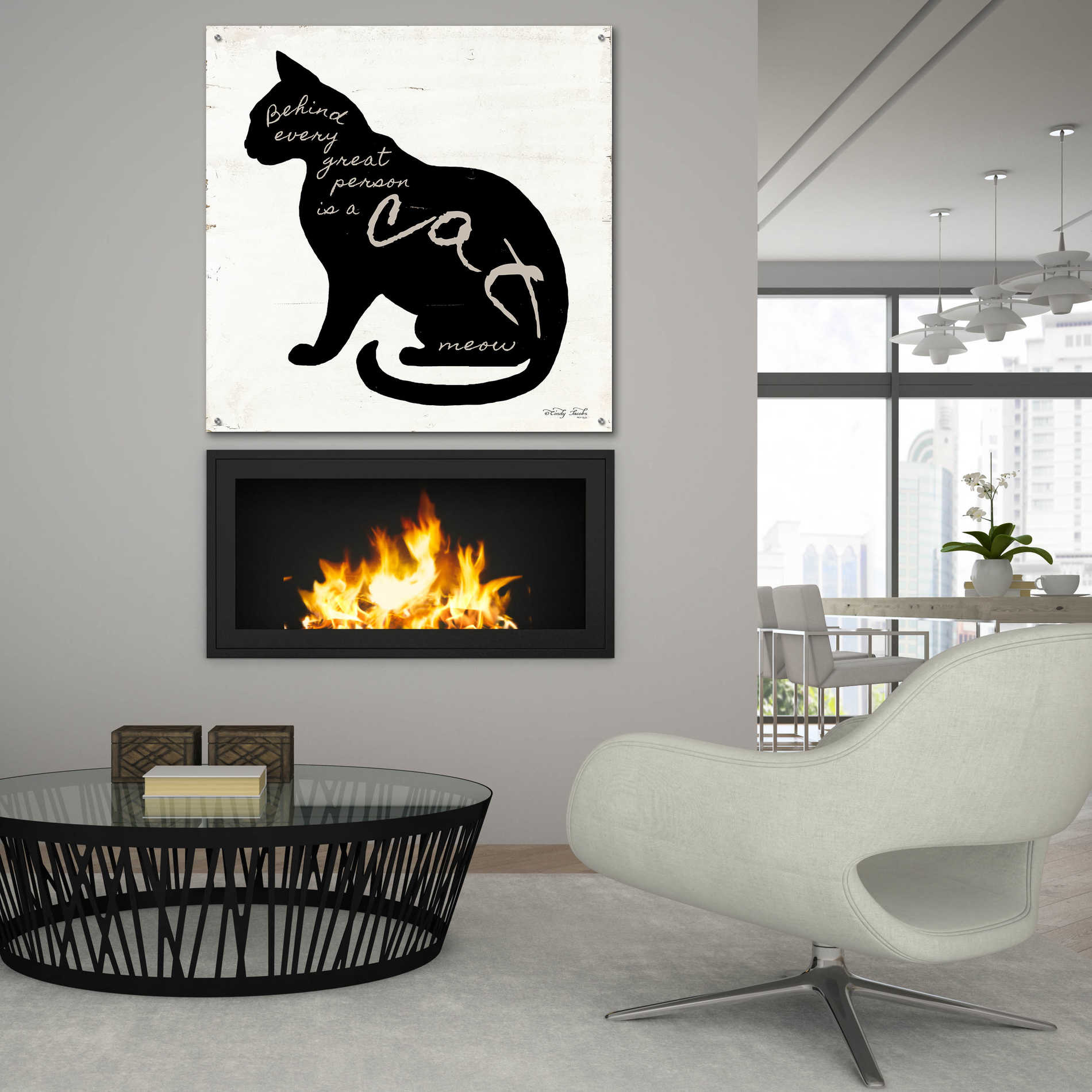 Epic Art 'Cat' by Cindy Jacobs, Acrylic Glass Wall Art,36x36