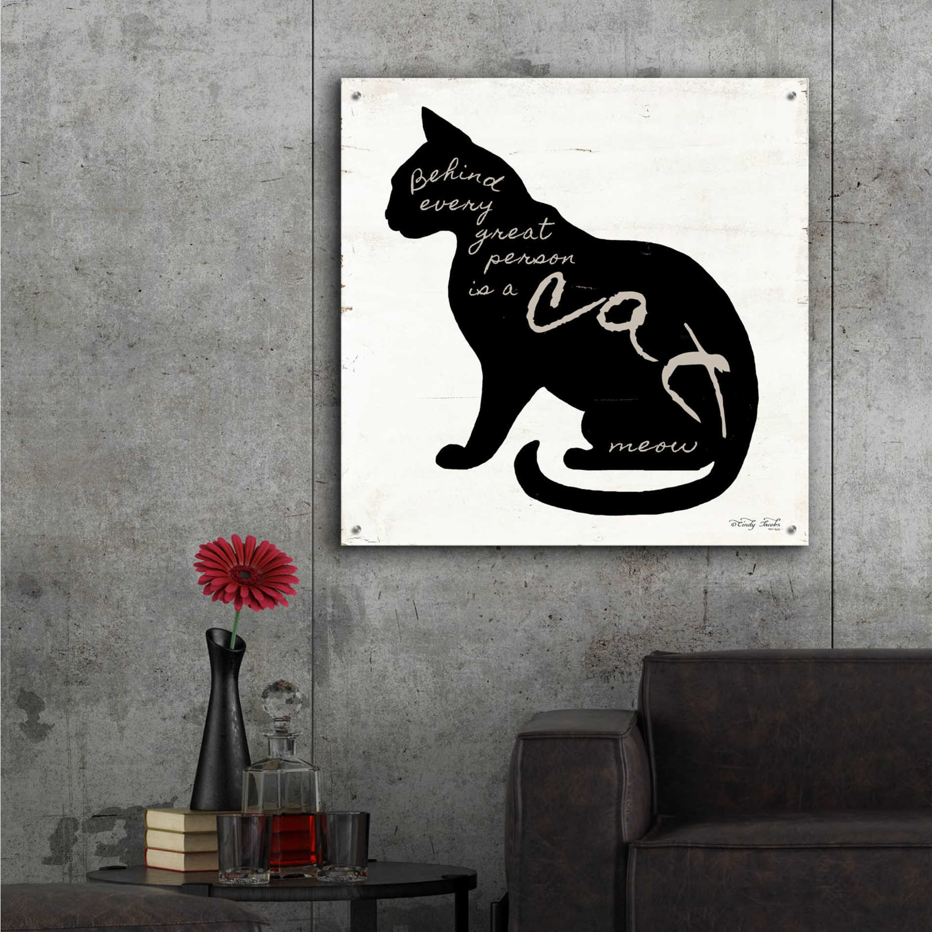 Epic Art 'Cat' by Cindy Jacobs, Acrylic Glass Wall Art,36x36
