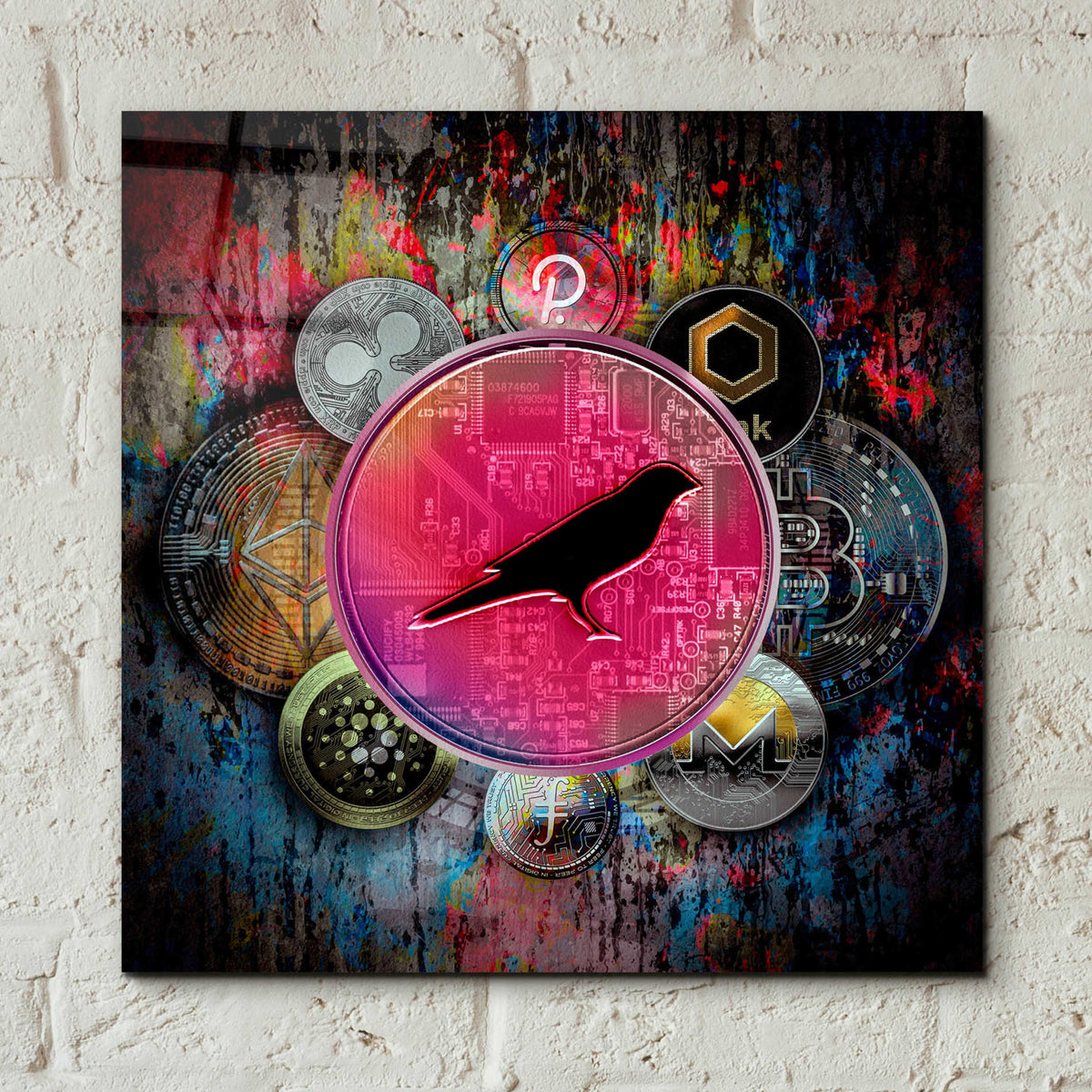 Epic Art 'KSM Crypto-Kusama Coin,' Acrylic Glass Wall Art,12x12