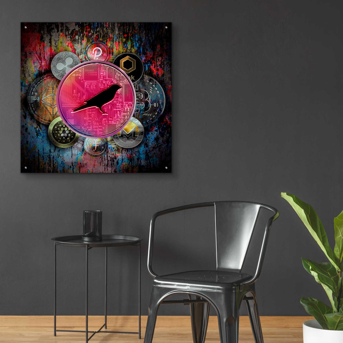 Epic Art 'KSM Crypto-Kusama Coin,' Acrylic Glass Wall Art,36x36