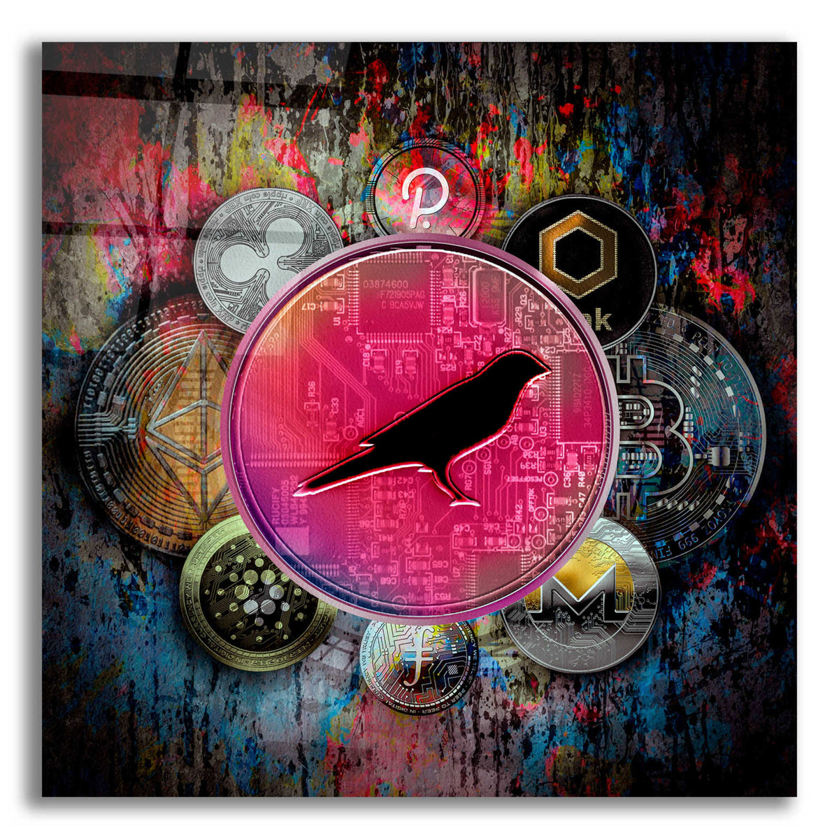 Epic Art 'KSM Crypto-Kusama Coin,' Acrylic Glass Wall Art