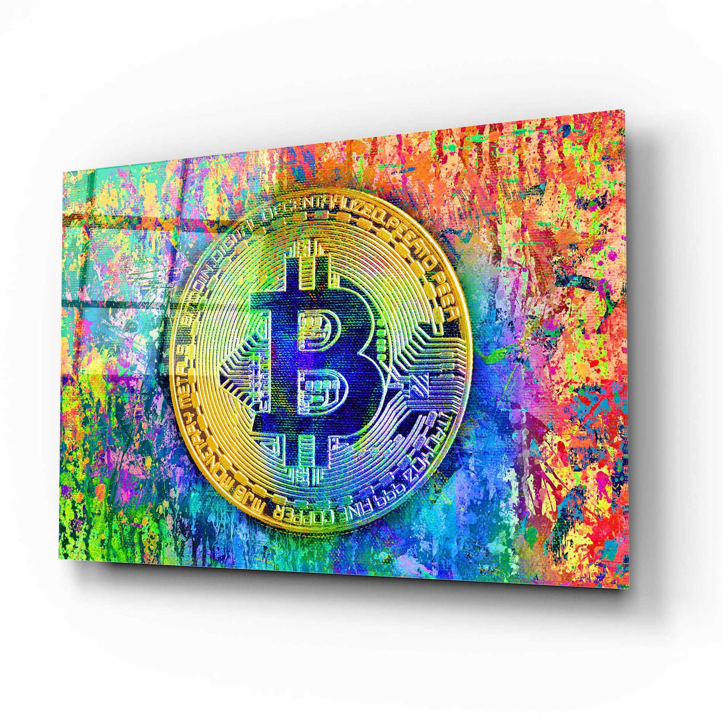 Epic Art 'Bitcoin Pollock,' Acrylic Glass Wall Art,16x12