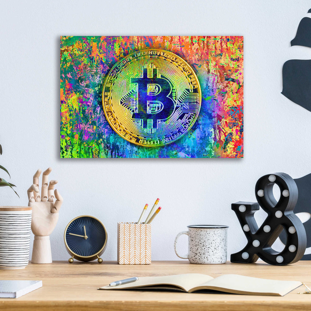 Epic Art 'Bitcoin Pollock,' Acrylic Glass Wall Art,16x12
