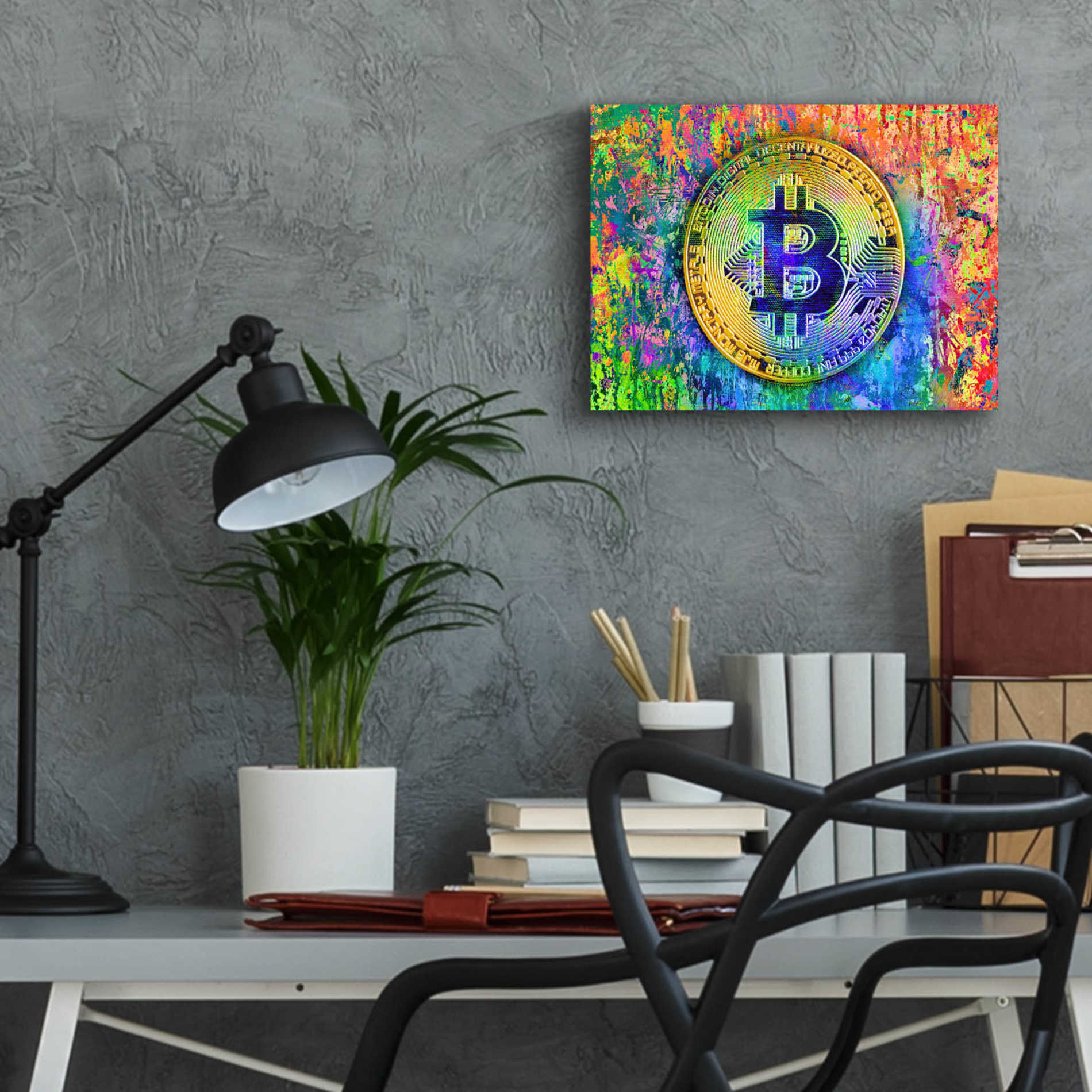 Epic Art 'Bitcoin Pollock,' Acrylic Glass Wall Art,16x12