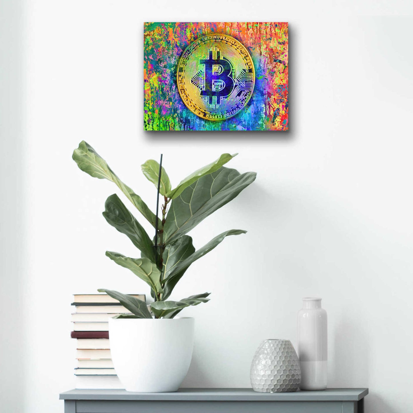 Epic Art 'Bitcoin Pollock,' Acrylic Glass Wall Art,16x12