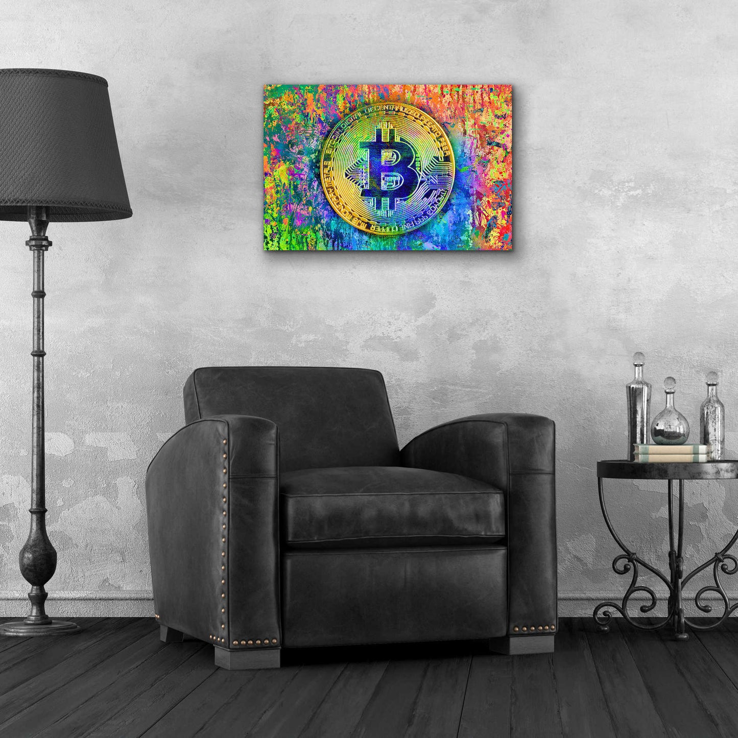 Epic Art 'Bitcoin Pollock,' Acrylic Glass Wall Art,24x16