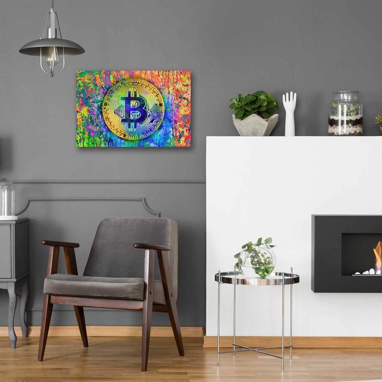 Epic Art 'Bitcoin Pollock,' Acrylic Glass Wall Art,24x16