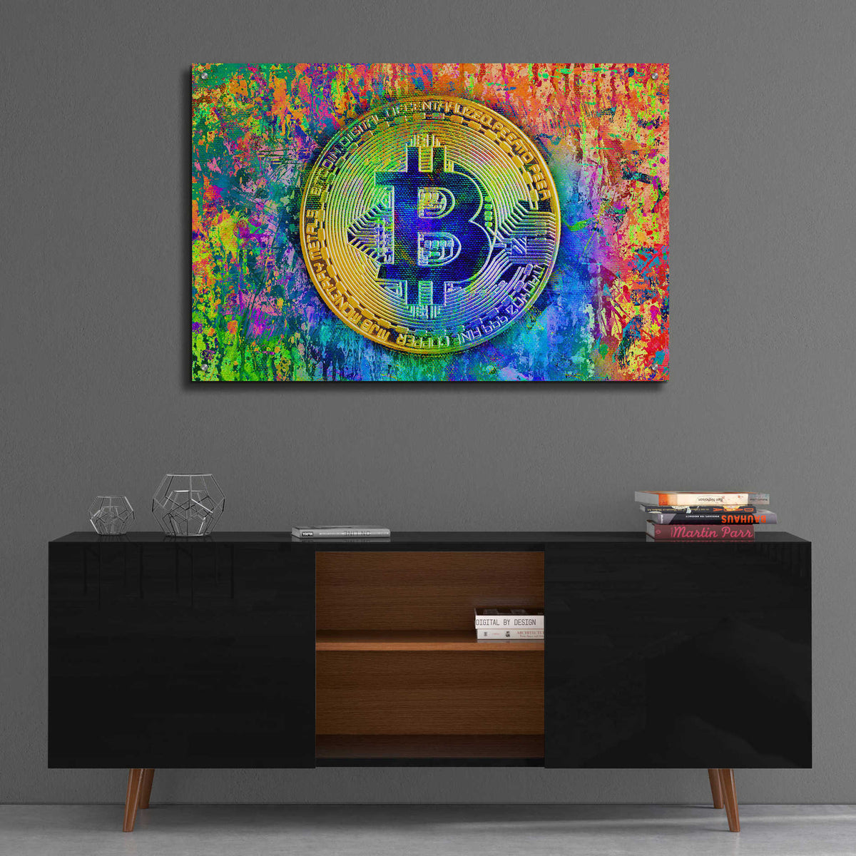 Epic Art 'Bitcoin Pollock,' Acrylic Glass Wall Art,36x24