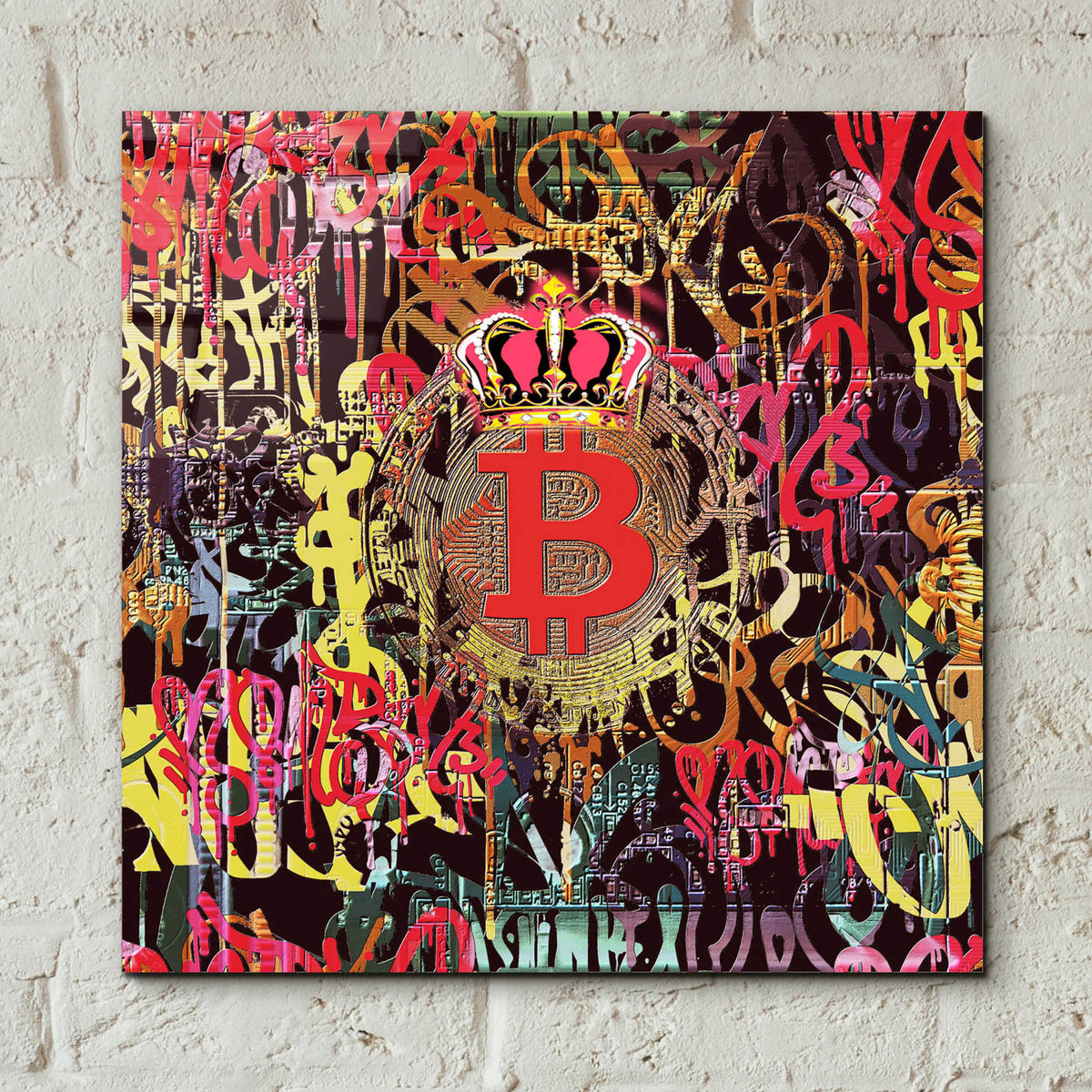 Epic Art 'Bitcoin Graffiti Art 6' by Irena Orlov, Acrylic Glass Wall Art,12x12