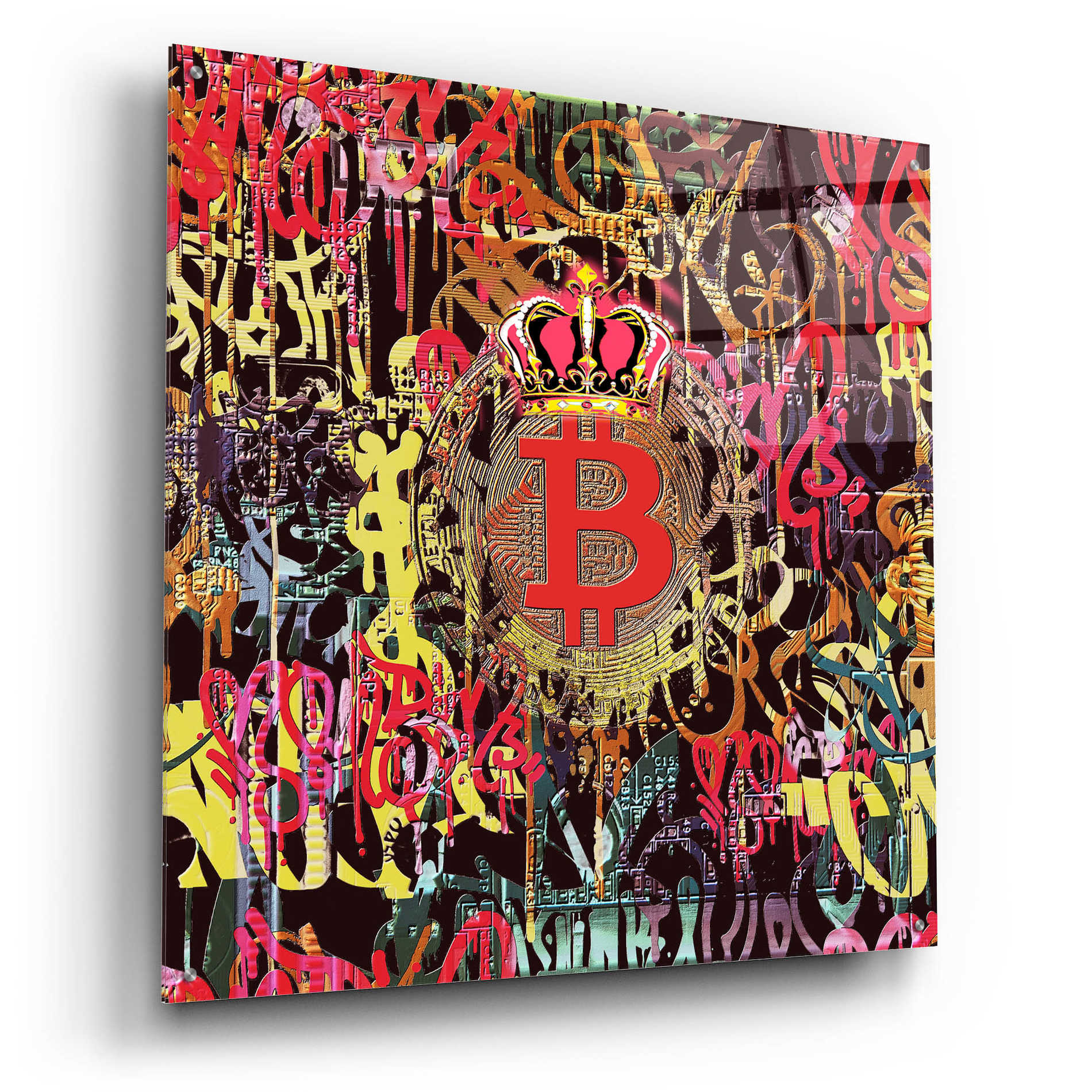 Epic Art 'Bitcoin Graffiti Art 6' by Irena Orlov, Acrylic Glass Wall Art,36x36