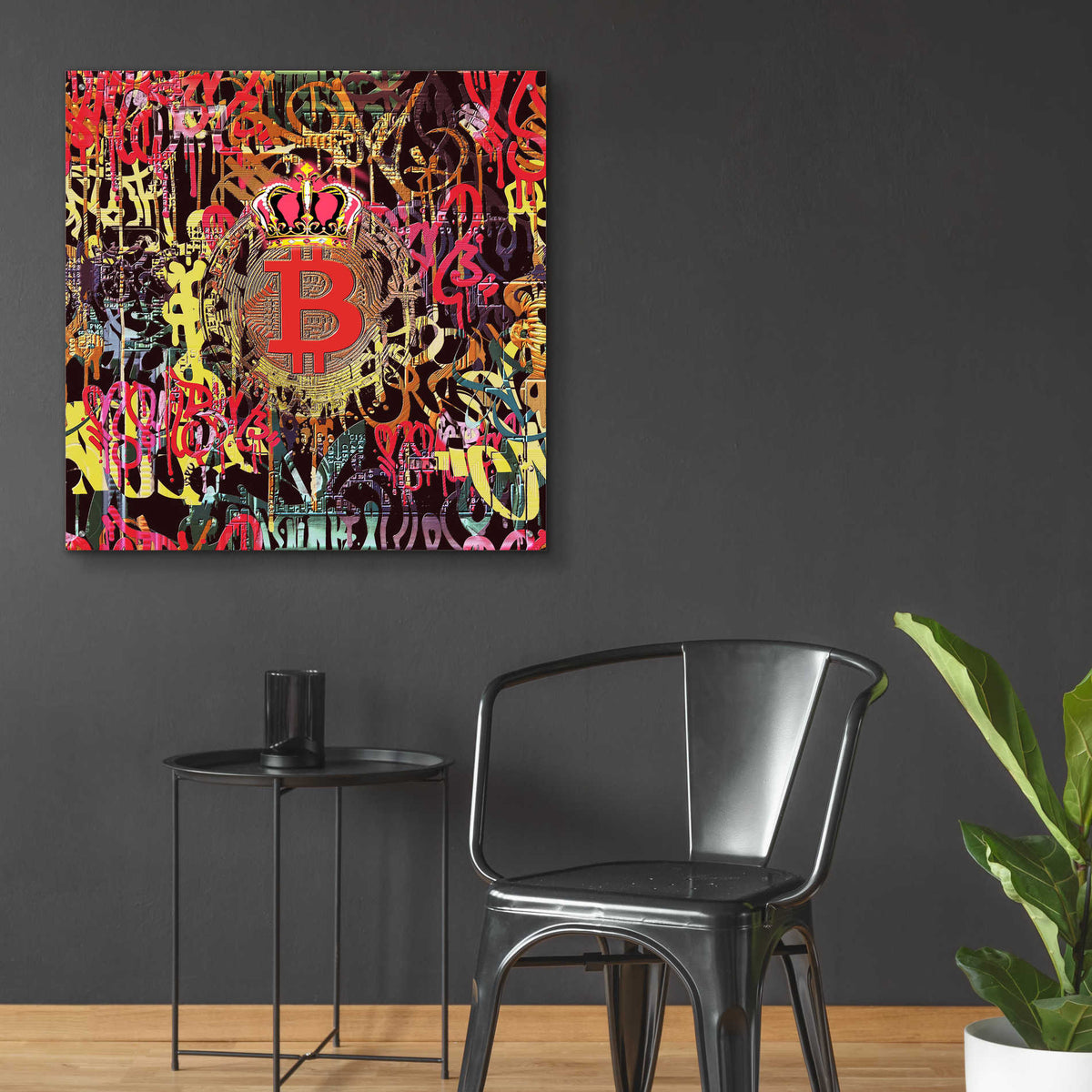 Epic Art 'Bitcoin Graffiti Art 6' by Irena Orlov, Acrylic Glass Wall Art,36x36